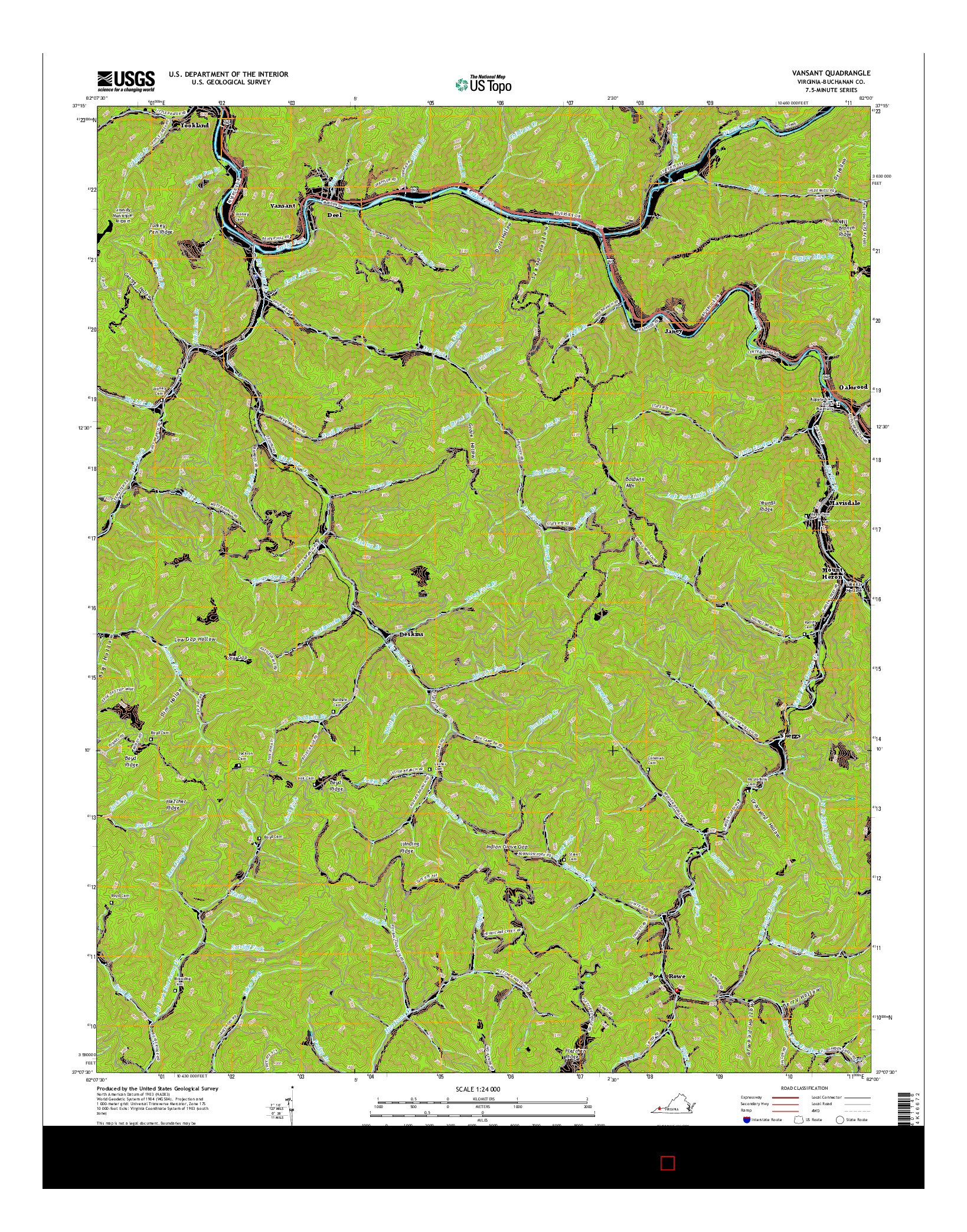 USGS US TOPO 7.5-MINUTE MAP FOR VANSANT, VA 2016