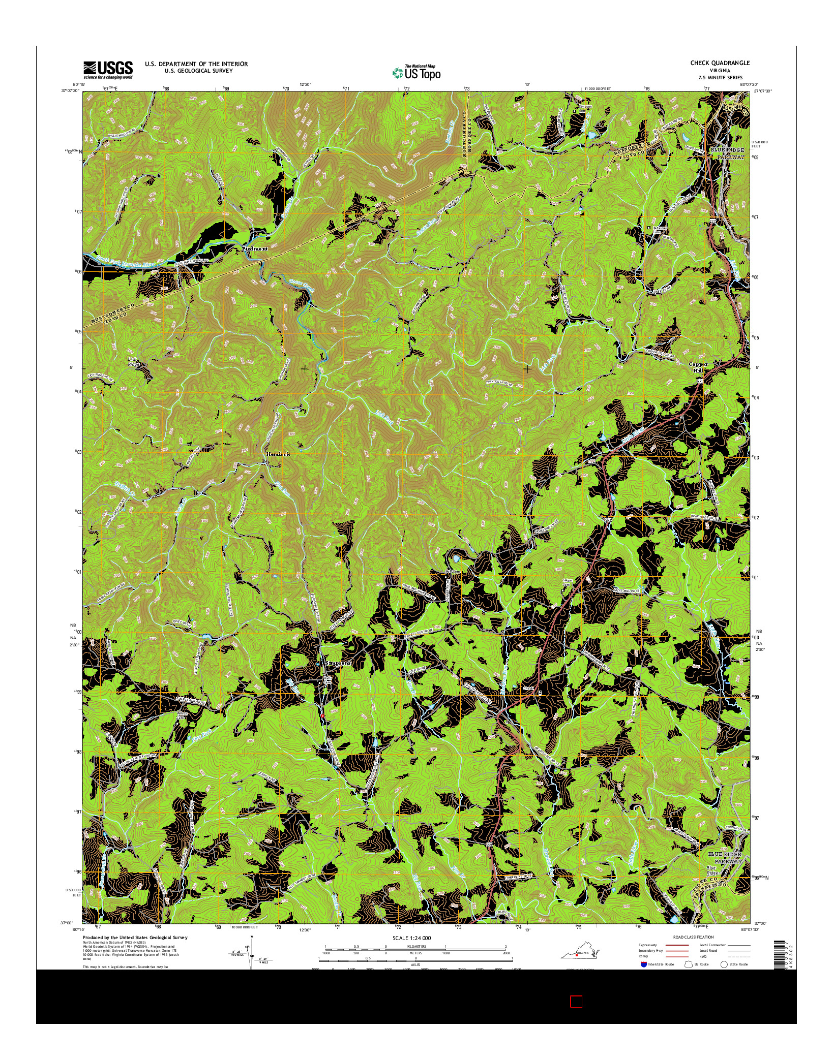 USGS US TOPO 7.5-MINUTE MAP FOR CHECK, VA 2016