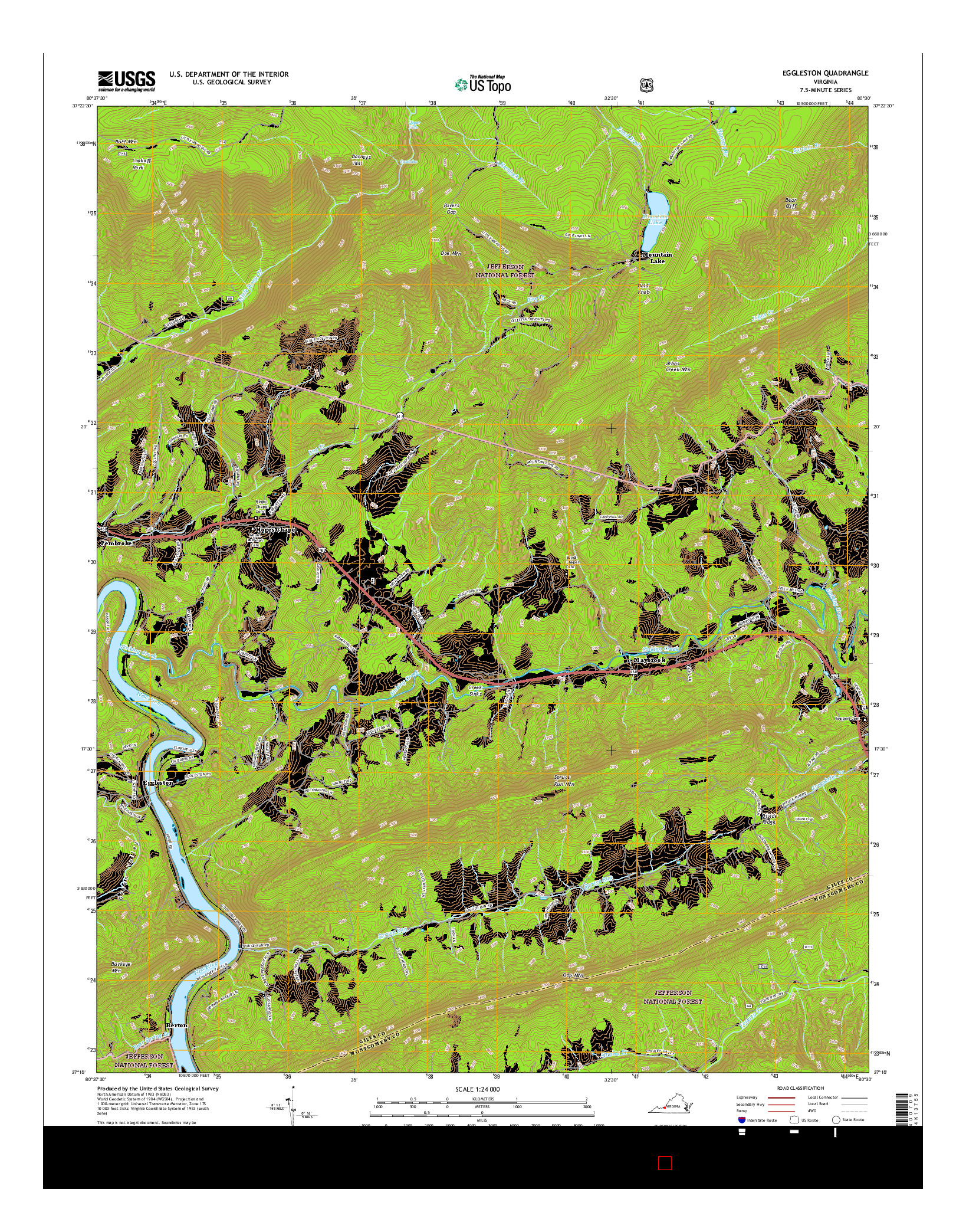 USGS US TOPO 7.5-MINUTE MAP FOR EGGLESTON, VA 2016
