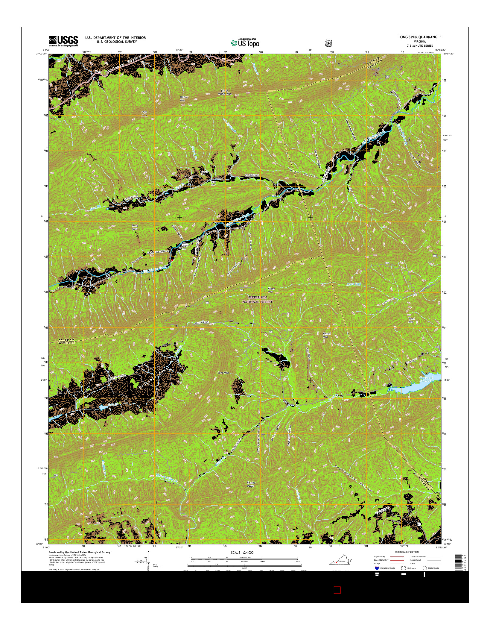 USGS US TOPO 7.5-MINUTE MAP FOR LONG SPUR, VA 2016