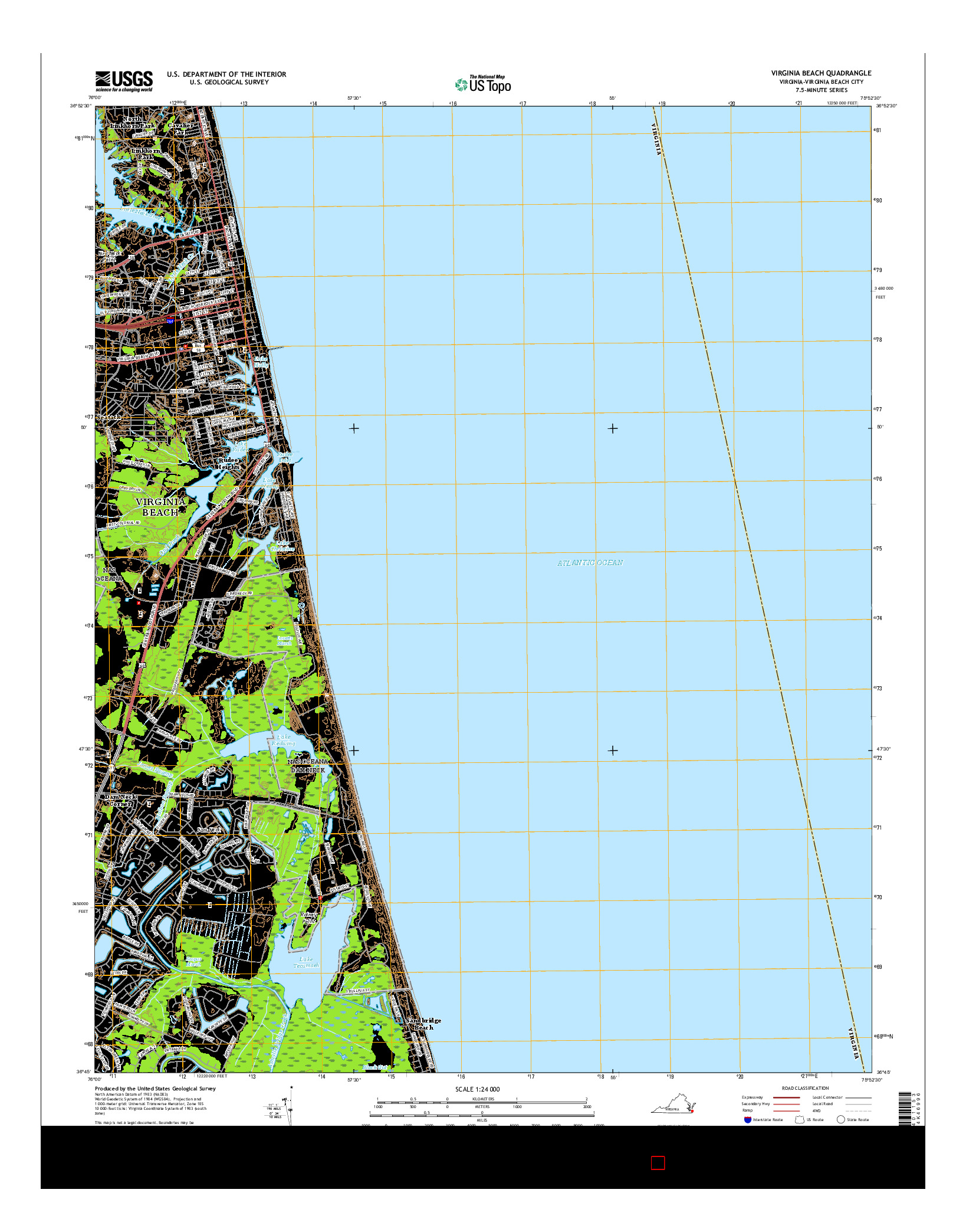 USGS US TOPO 7.5-MINUTE MAP FOR VIRGINIA BEACH, VA 2016