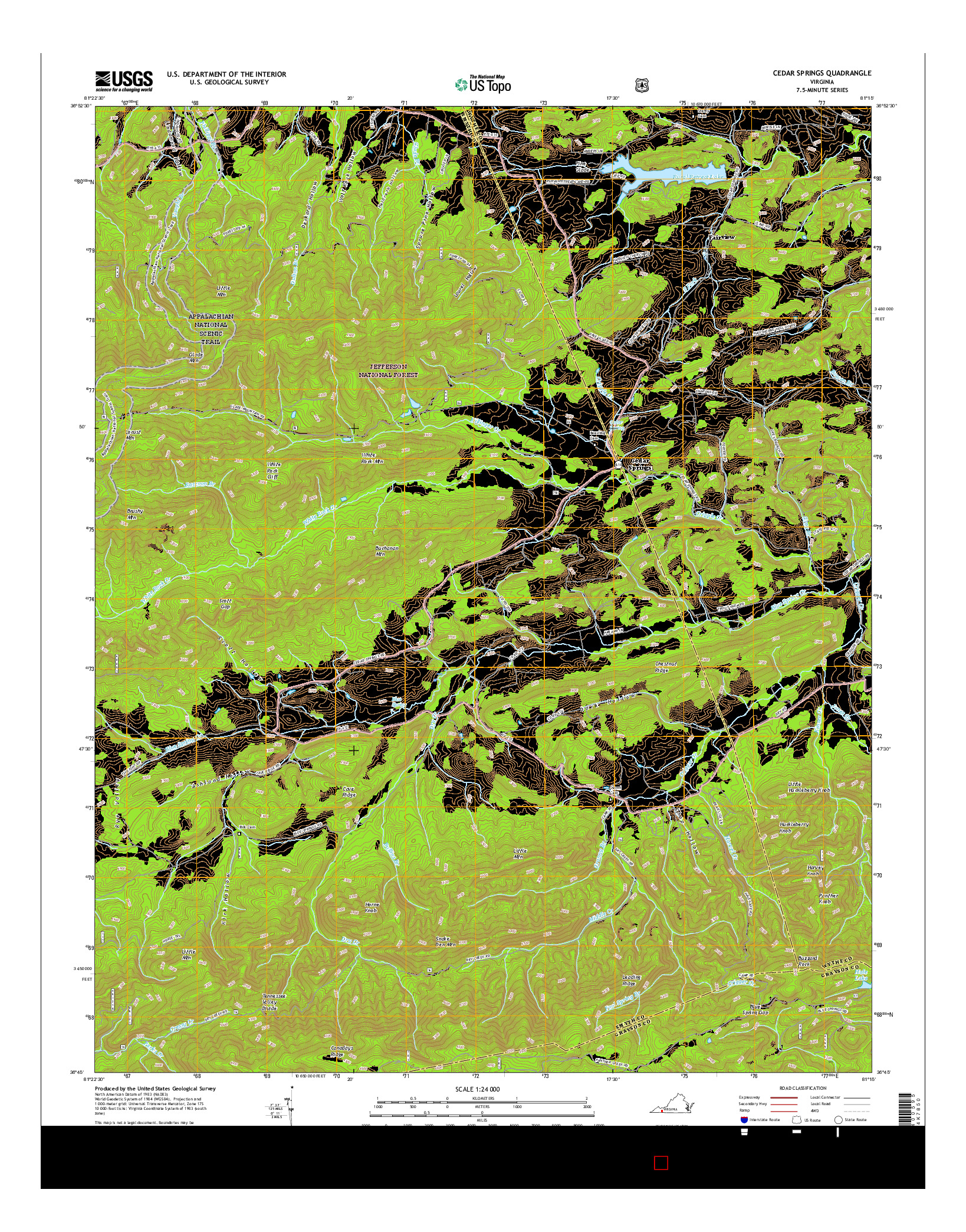 USGS US TOPO 7.5-MINUTE MAP FOR CEDAR SPRINGS, VA 2016