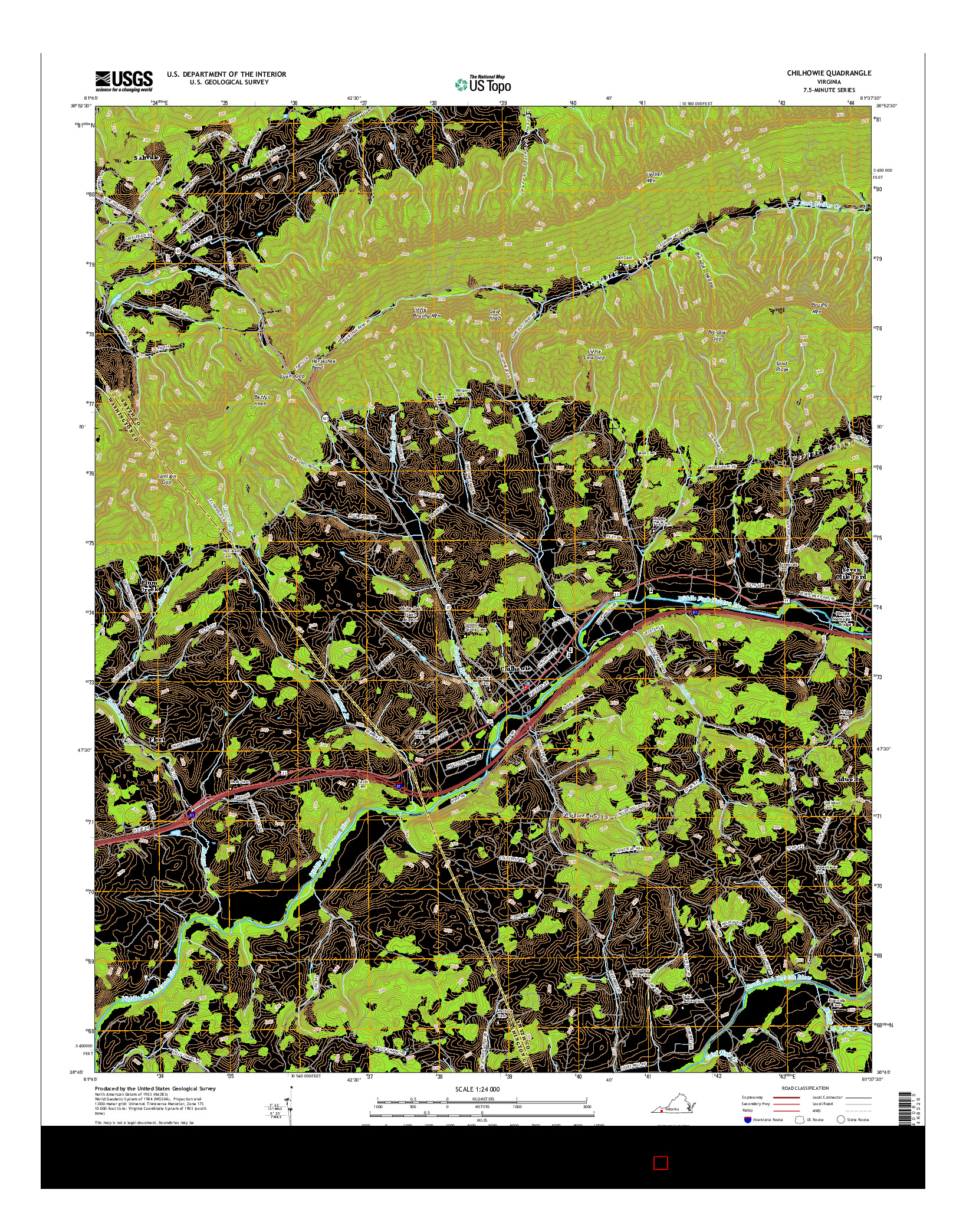 USGS US TOPO 7.5-MINUTE MAP FOR CHILHOWIE, VA 2016