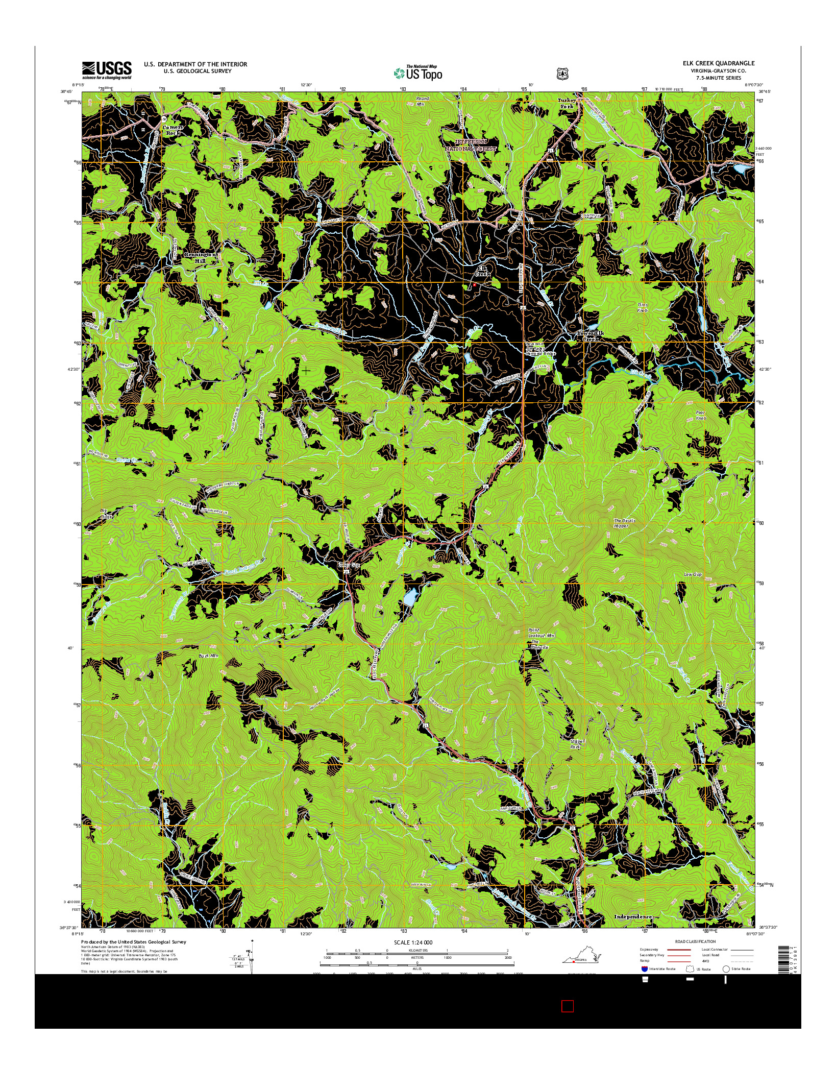 USGS US TOPO 7.5-MINUTE MAP FOR ELK CREEK, VA 2016