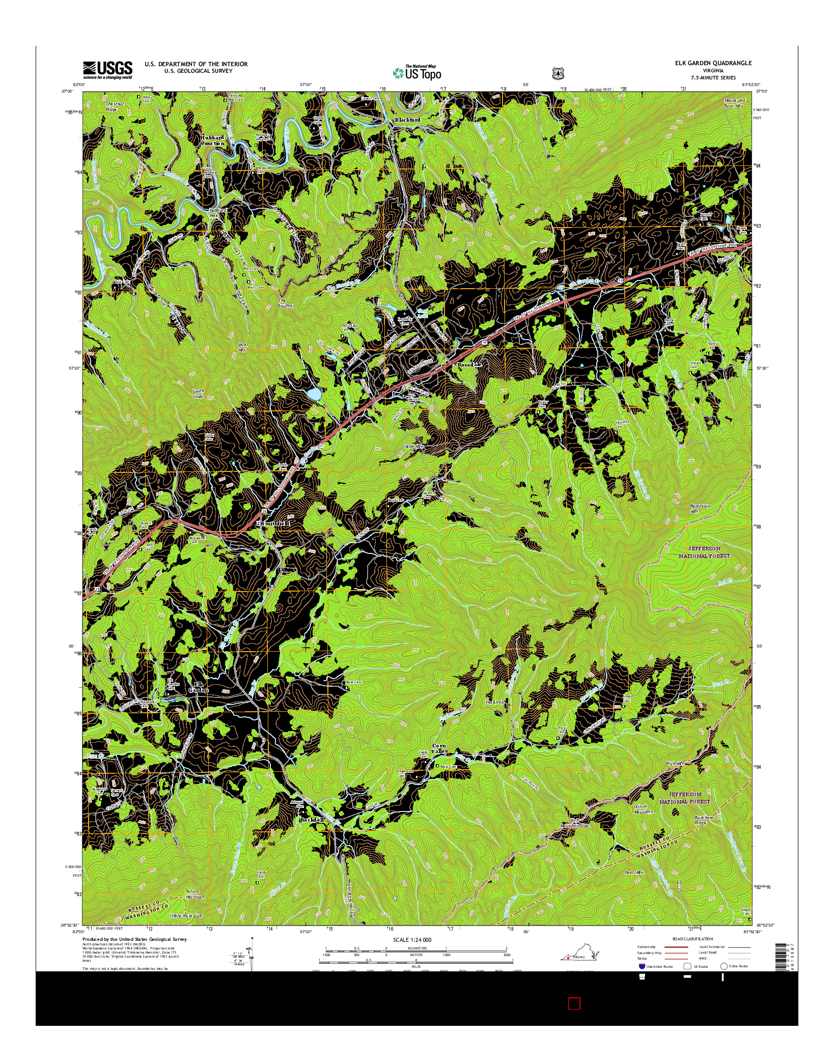 USGS US TOPO 7.5-MINUTE MAP FOR ELK GARDEN, VA 2016