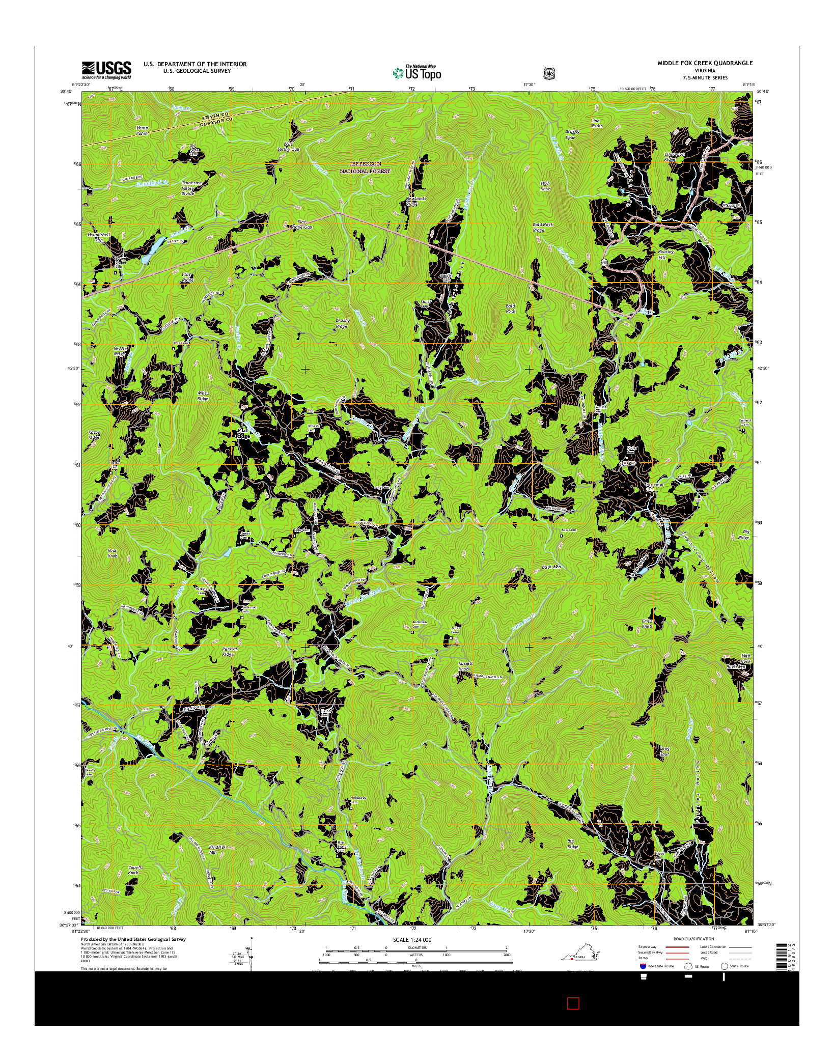 USGS US TOPO 7.5-MINUTE MAP FOR MIDDLE FOX CREEK, VA 2016