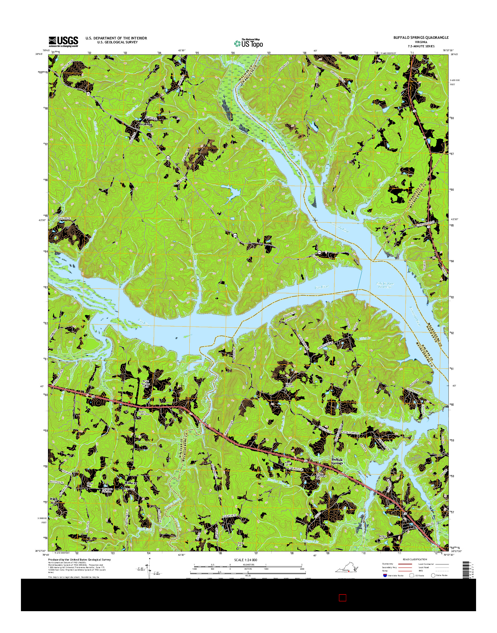 USGS US TOPO 7.5-MINUTE MAP FOR BUFFALO SPRINGS, VA 2016