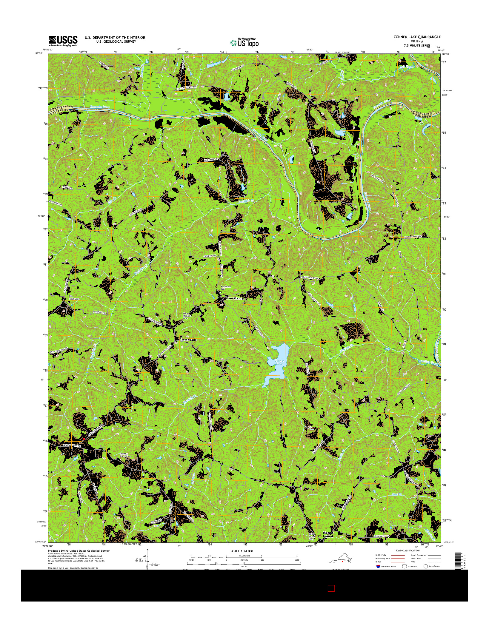 USGS US TOPO 7.5-MINUTE MAP FOR CONNER LAKE, VA 2016