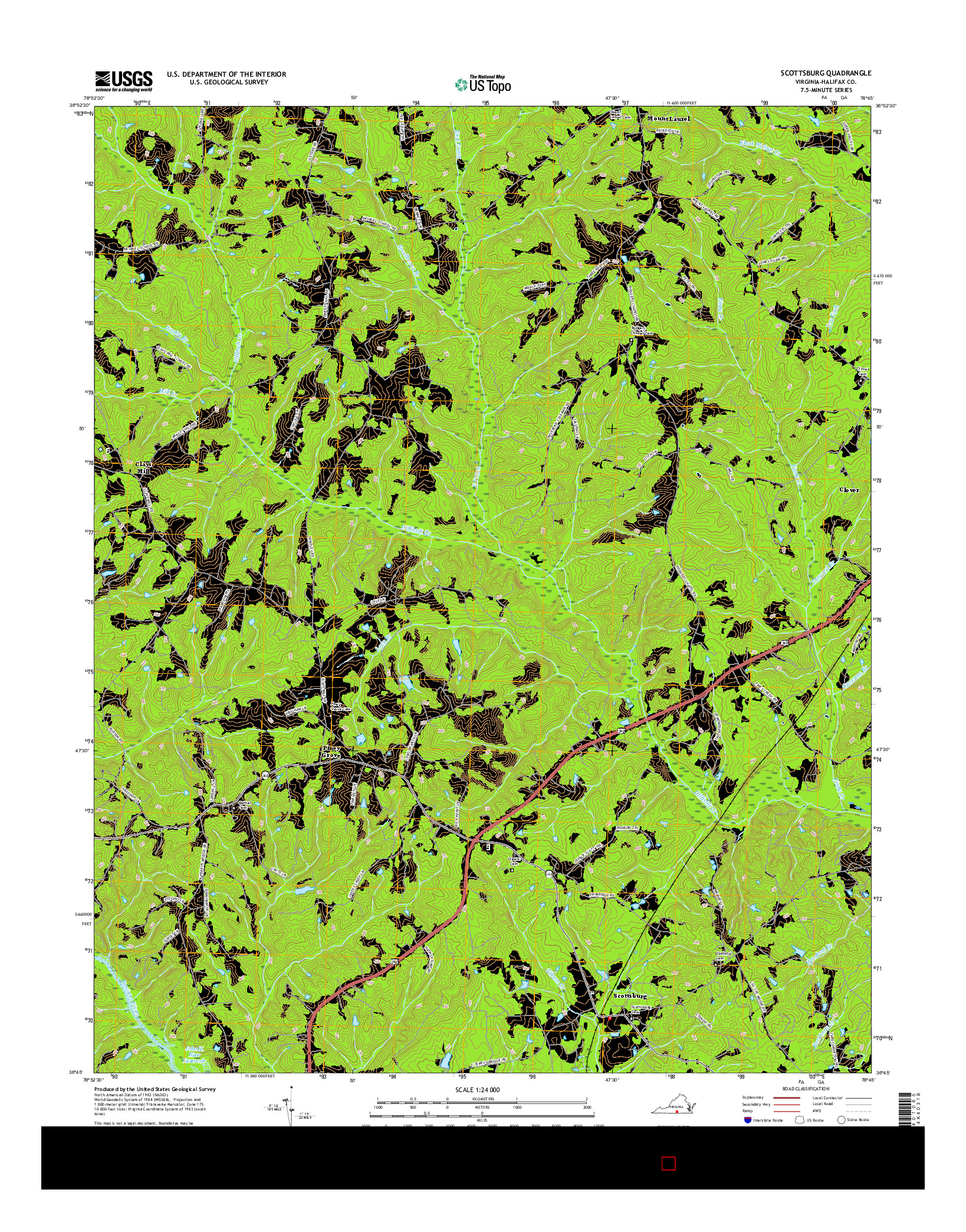 USGS US TOPO 7.5-MINUTE MAP FOR SCOTTSBURG, VA 2016