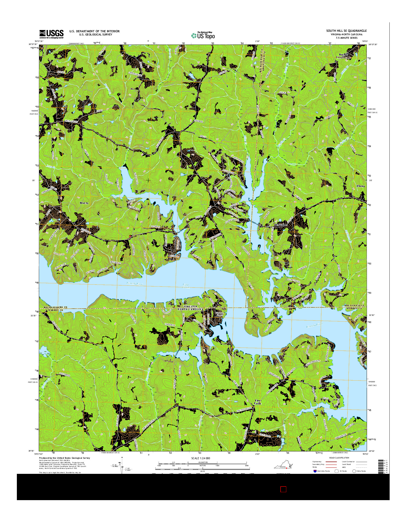 USGS US TOPO 7.5-MINUTE MAP FOR SOUTH HILL SE, VA-NC 2016