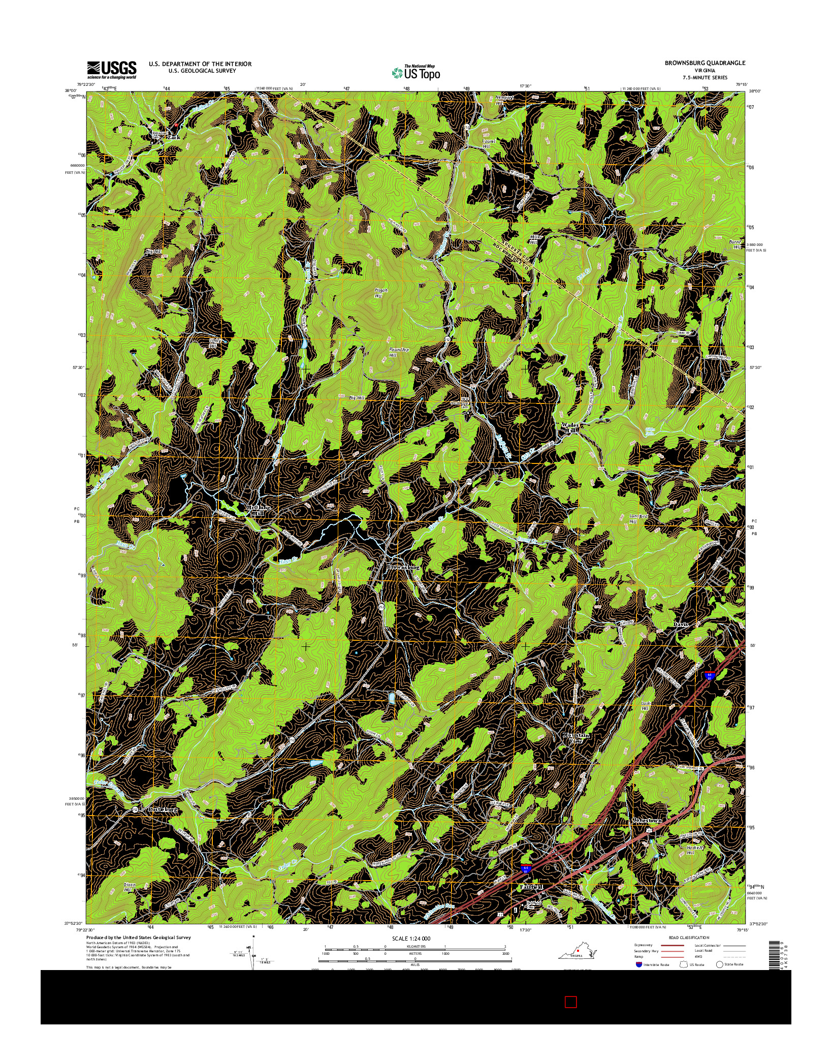 USGS US TOPO 7.5-MINUTE MAP FOR BROWNSBURG, VA 2016