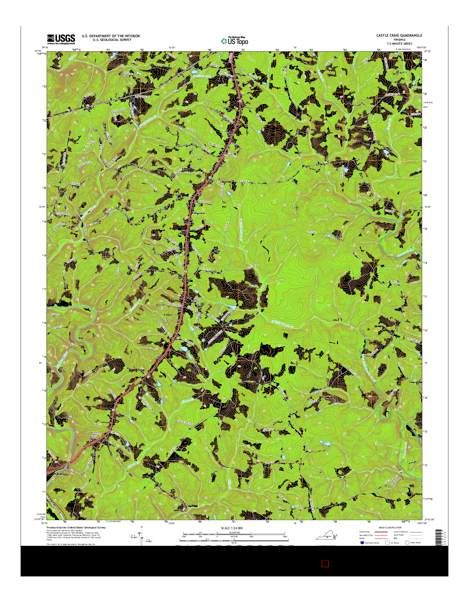 USGS US TOPO 7.5-MINUTE MAP FOR CASTLE CRAIG, VA 2016