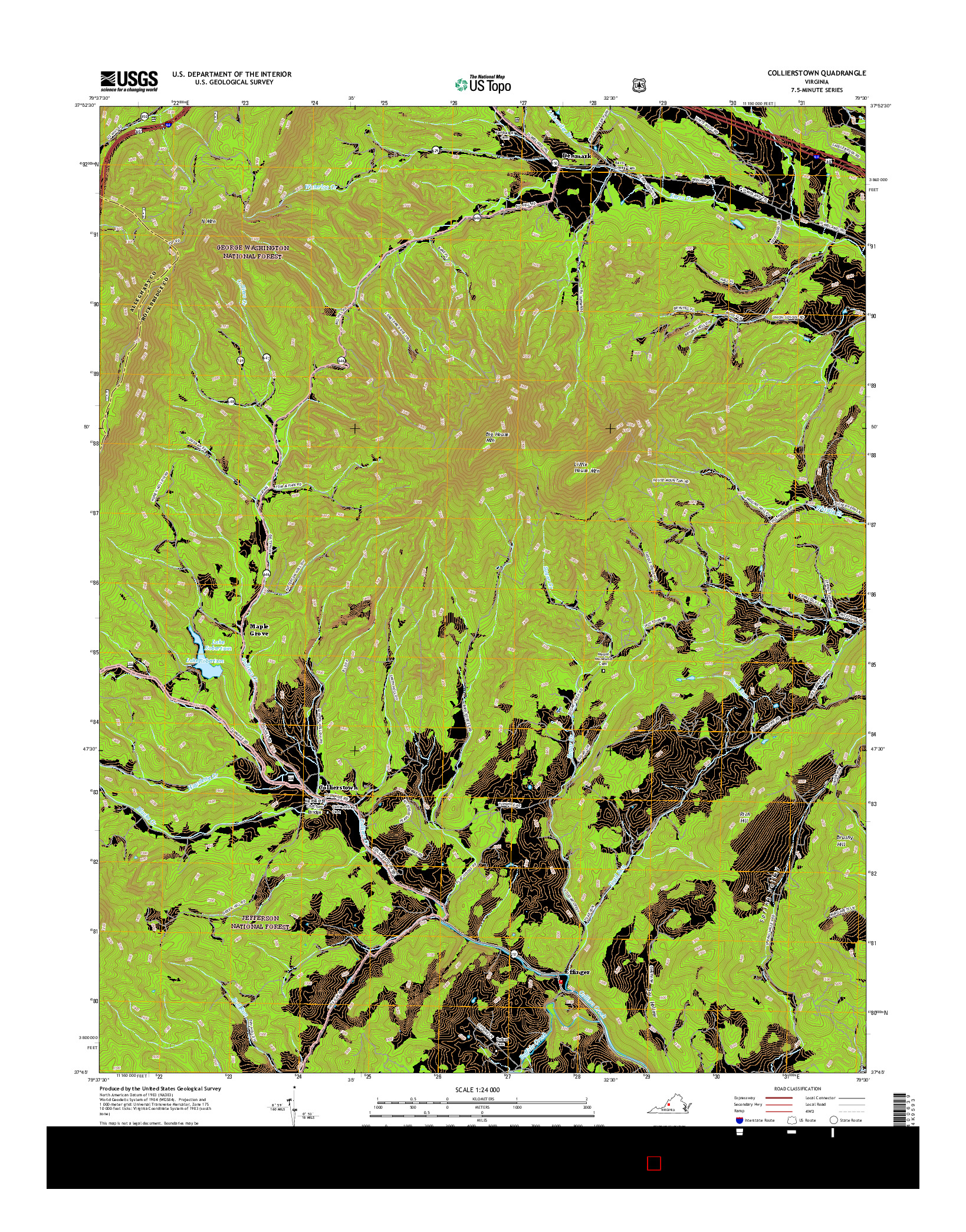 USGS US TOPO 7.5-MINUTE MAP FOR COLLIERSTOWN, VA 2016