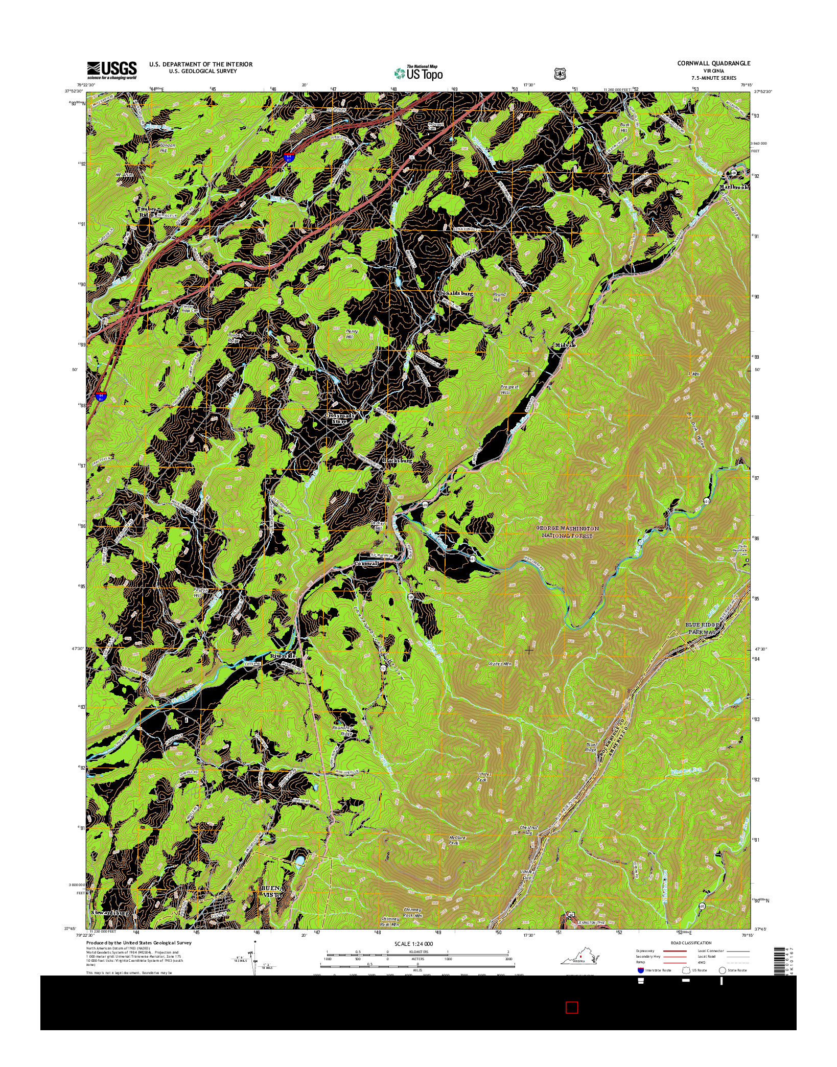 USGS US TOPO 7.5-MINUTE MAP FOR CORNWALL, VA 2016