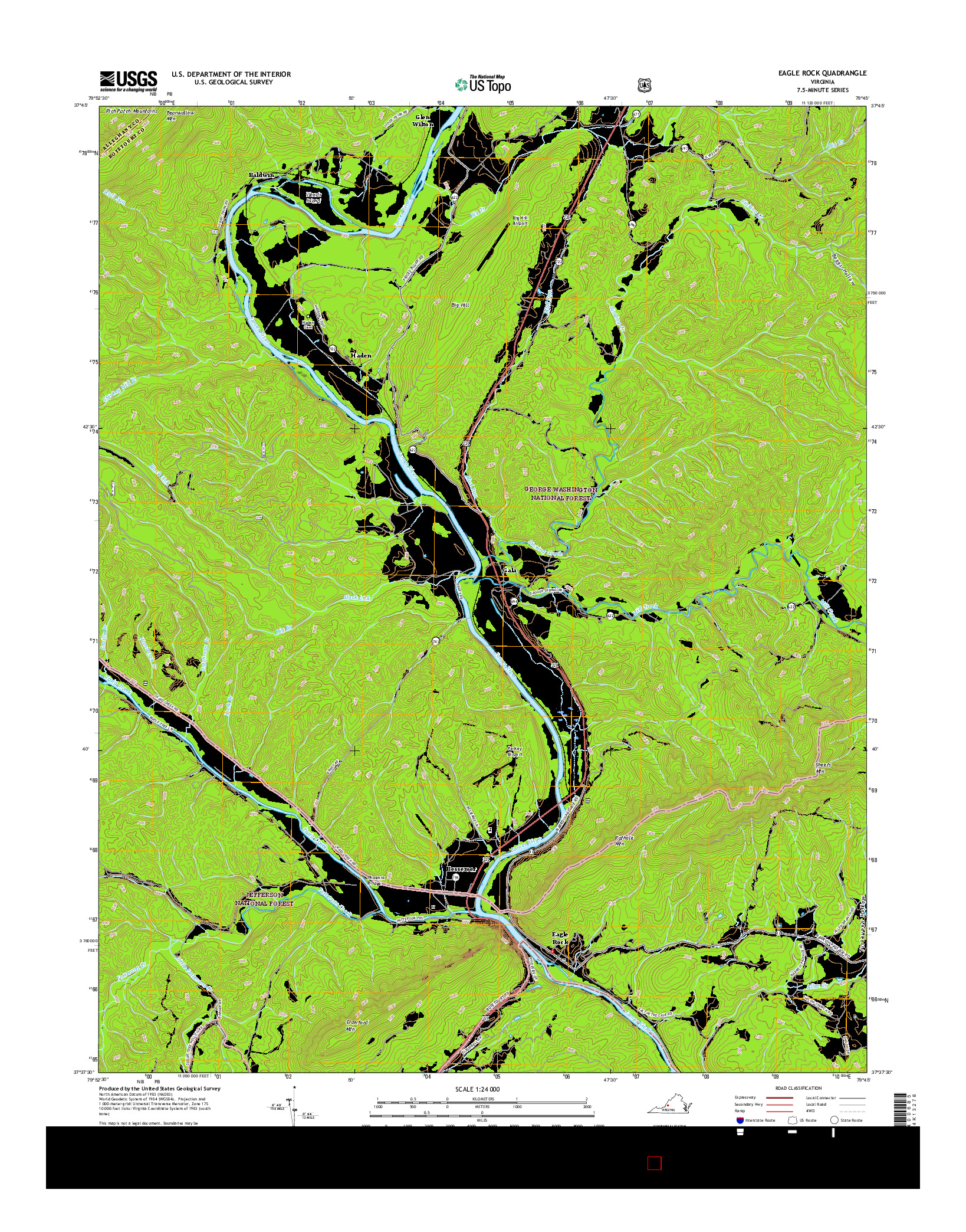 USGS US TOPO 7.5-MINUTE MAP FOR EAGLE ROCK, VA 2016