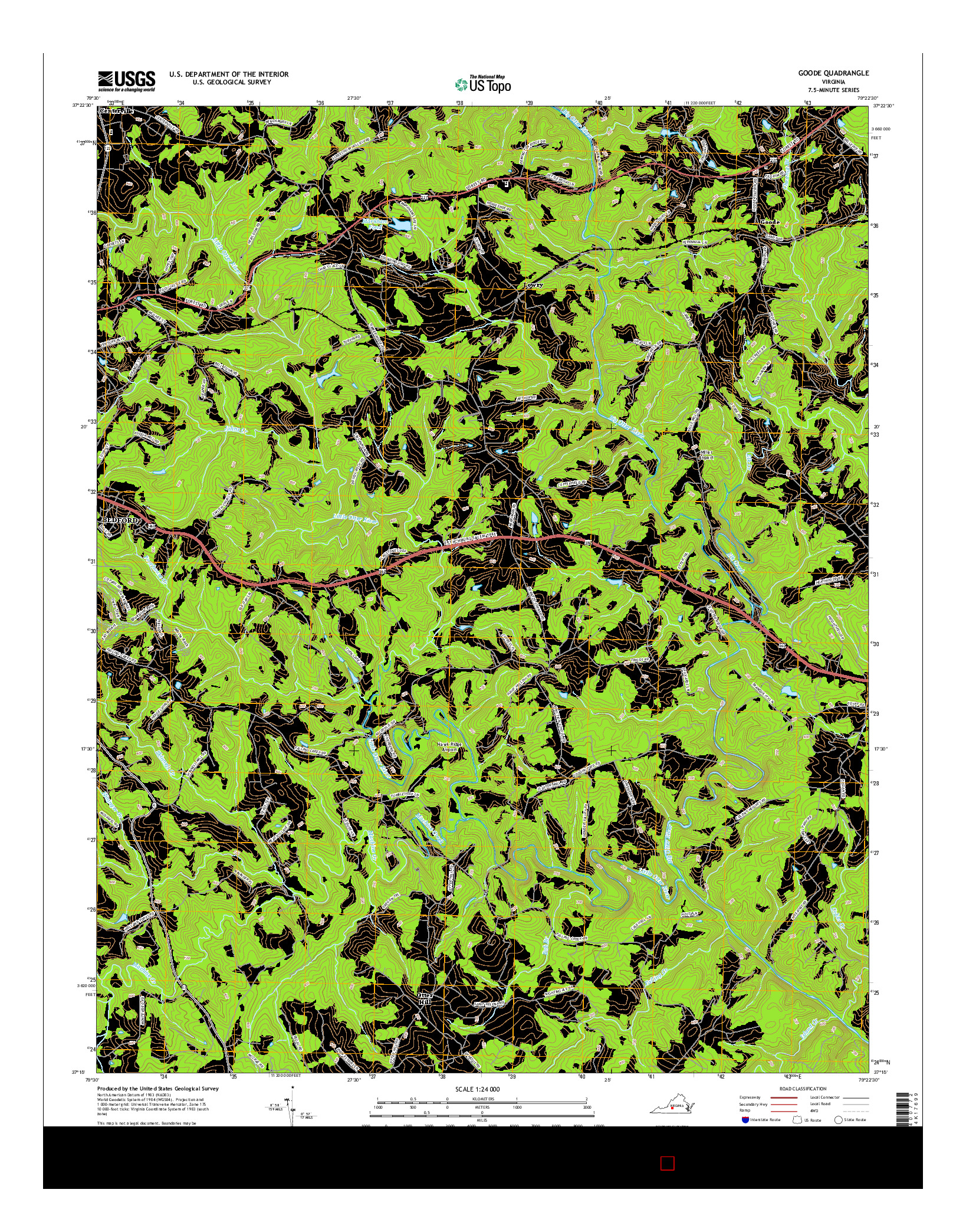 USGS US TOPO 7.5-MINUTE MAP FOR GOODE, VA 2016