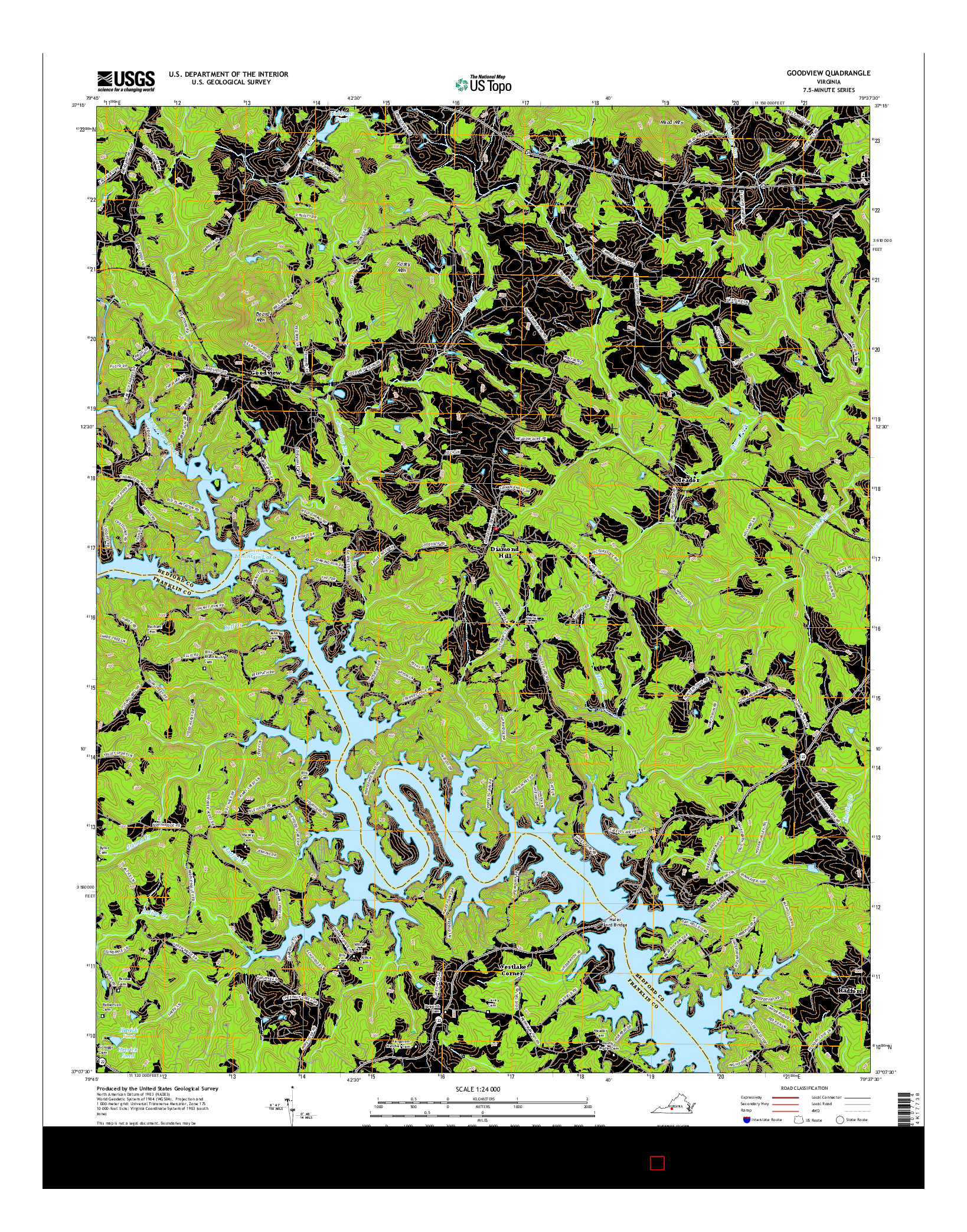 USGS US TOPO 7.5-MINUTE MAP FOR GOODVIEW, VA 2016