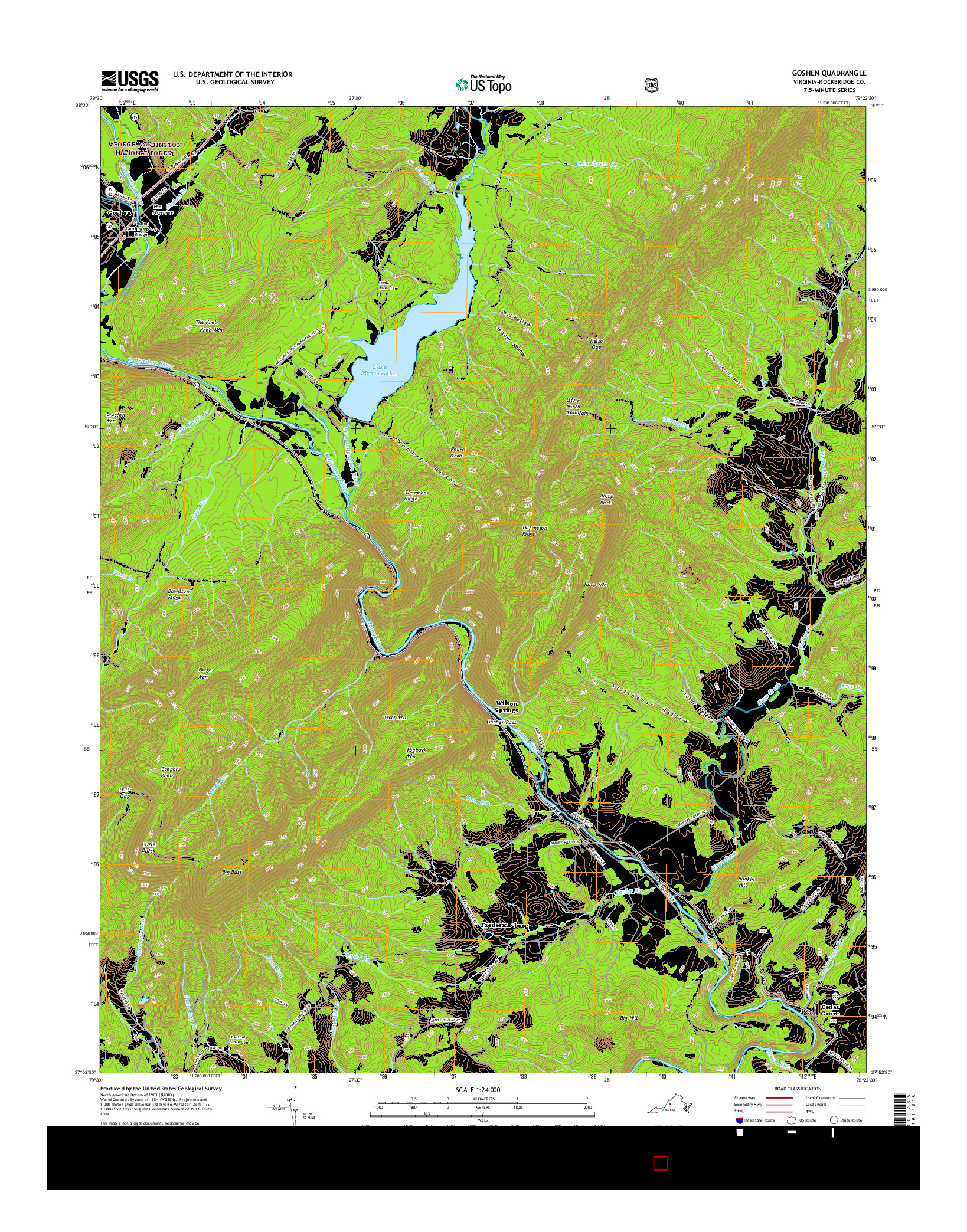 USGS US TOPO 7.5-MINUTE MAP FOR GOSHEN, VA 2016