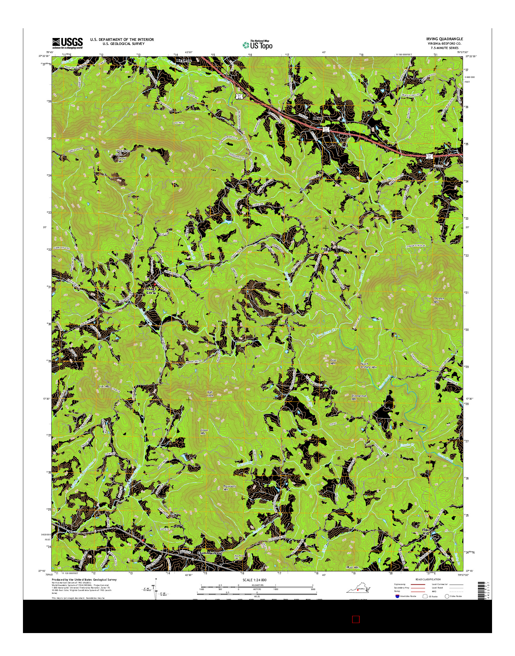 USGS US TOPO 7.5-MINUTE MAP FOR IRVING, VA 2016