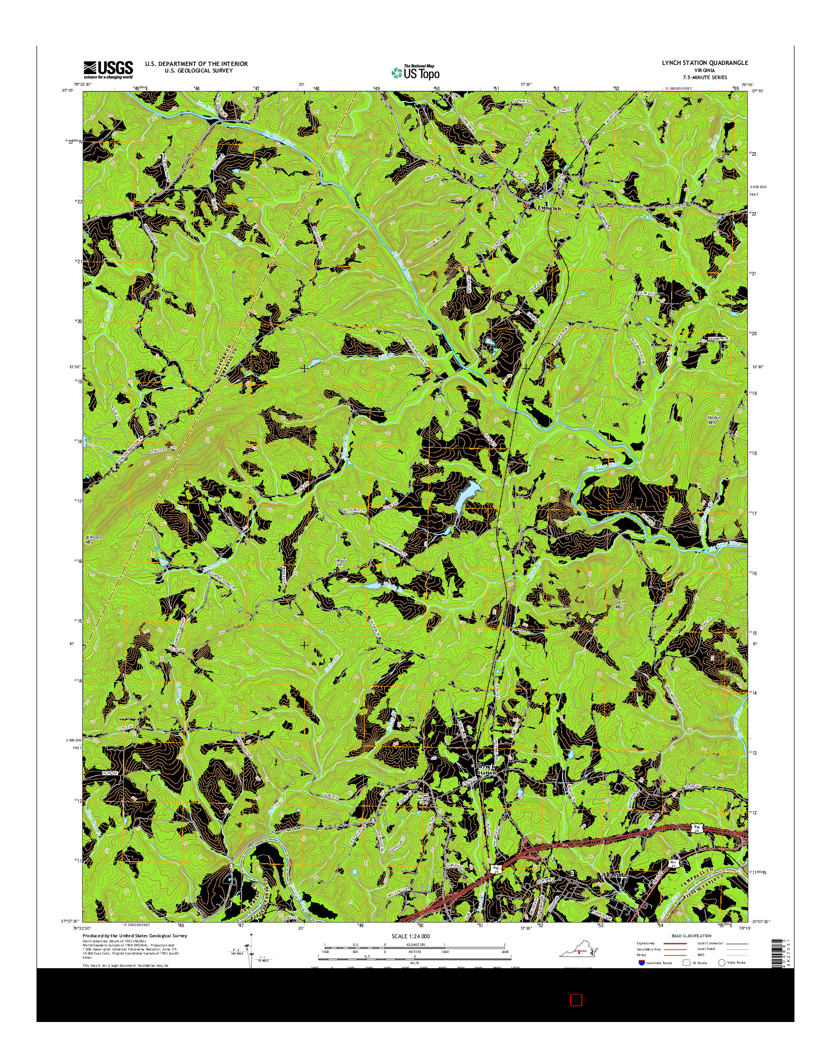 USGS US TOPO 7.5-MINUTE MAP FOR LYNCH STATION, VA 2016