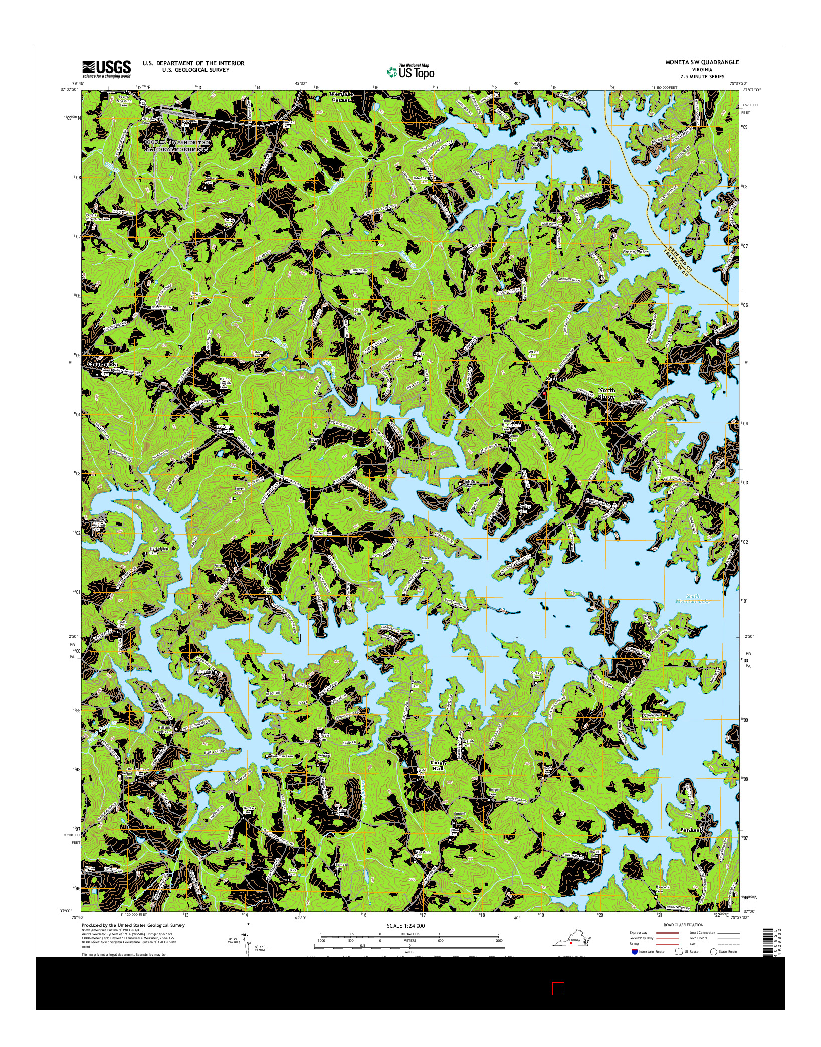 USGS US TOPO 7.5-MINUTE MAP FOR MONETA SW, VA 2016