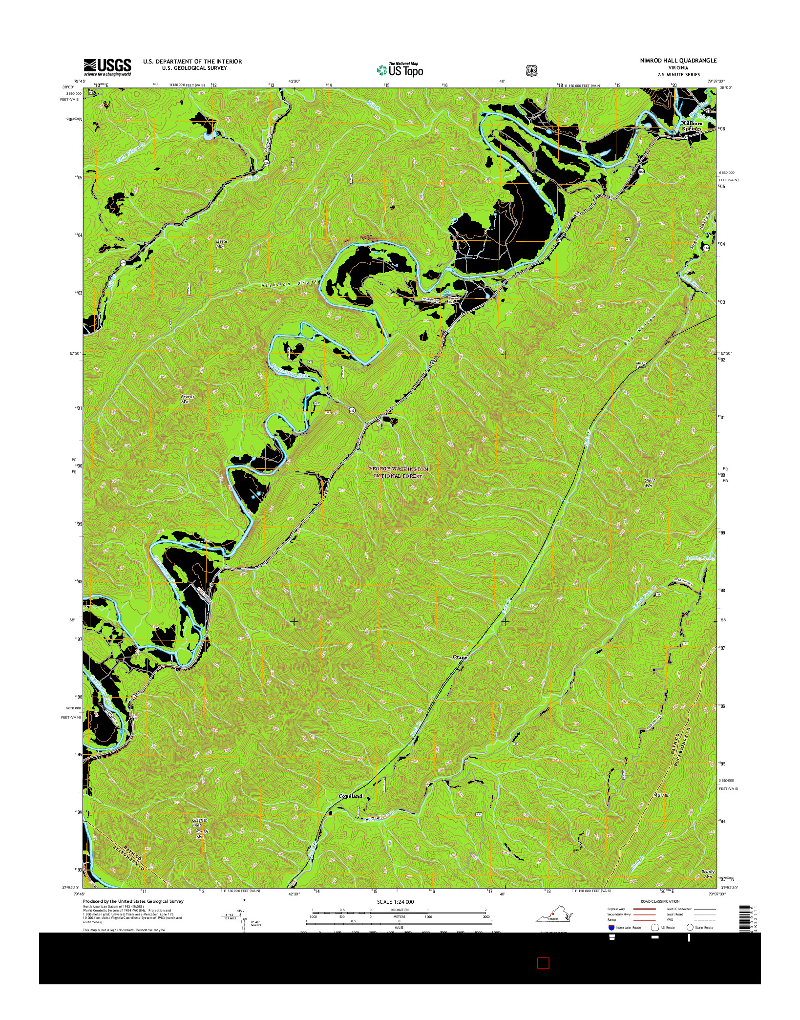 USGS US TOPO 7.5-MINUTE MAP FOR NIMROD HALL, VA 2016