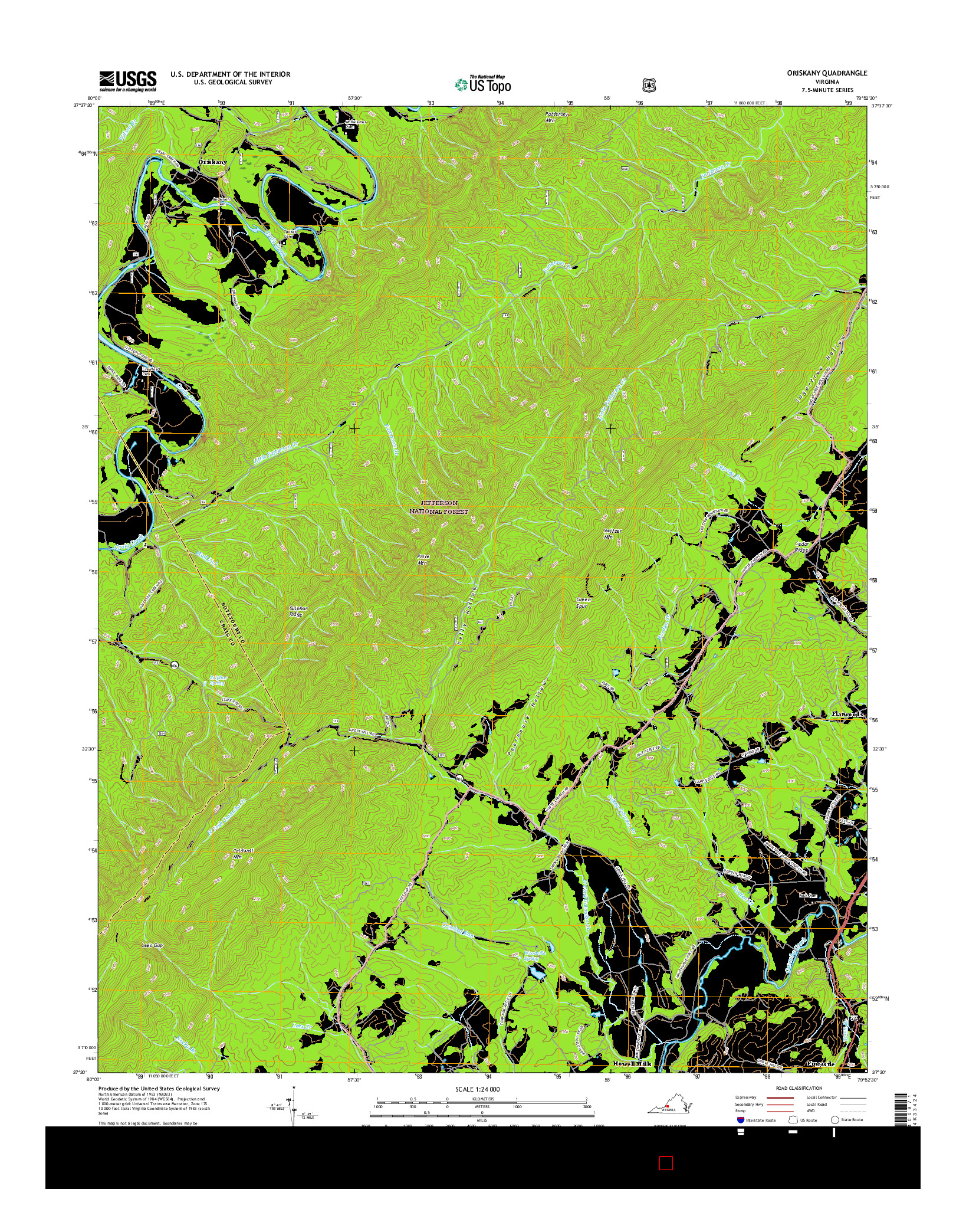 USGS US TOPO 7.5-MINUTE MAP FOR ORISKANY, VA 2016