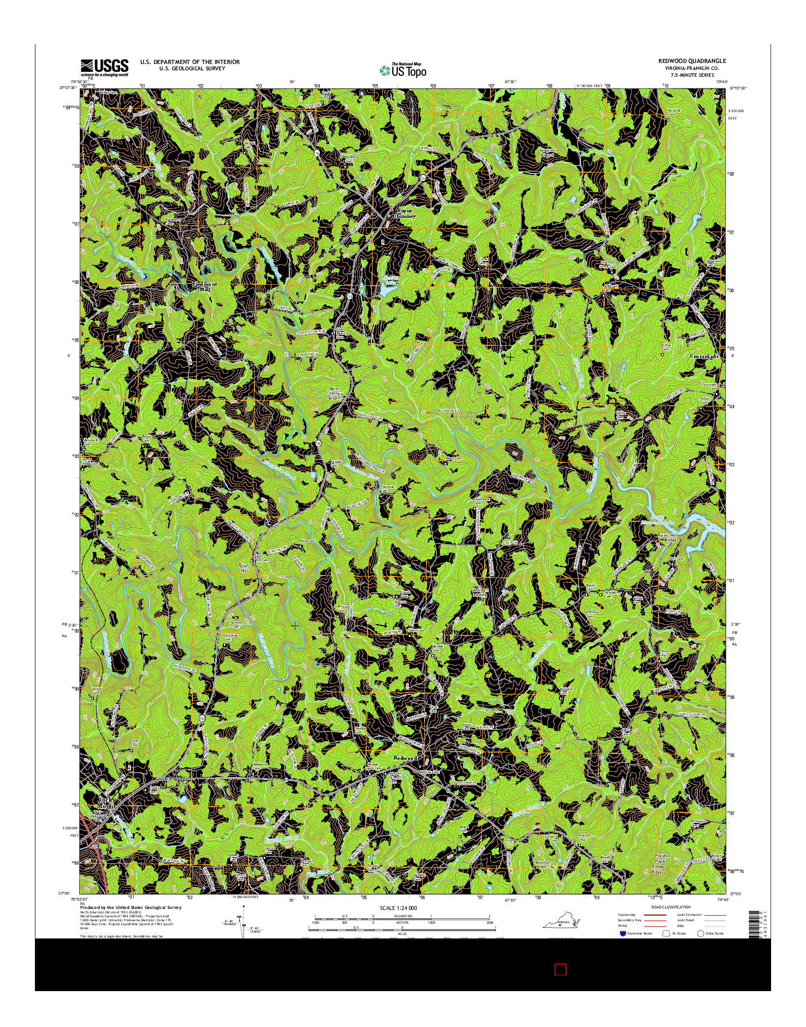 USGS US TOPO 7.5-MINUTE MAP FOR REDWOOD, VA 2016