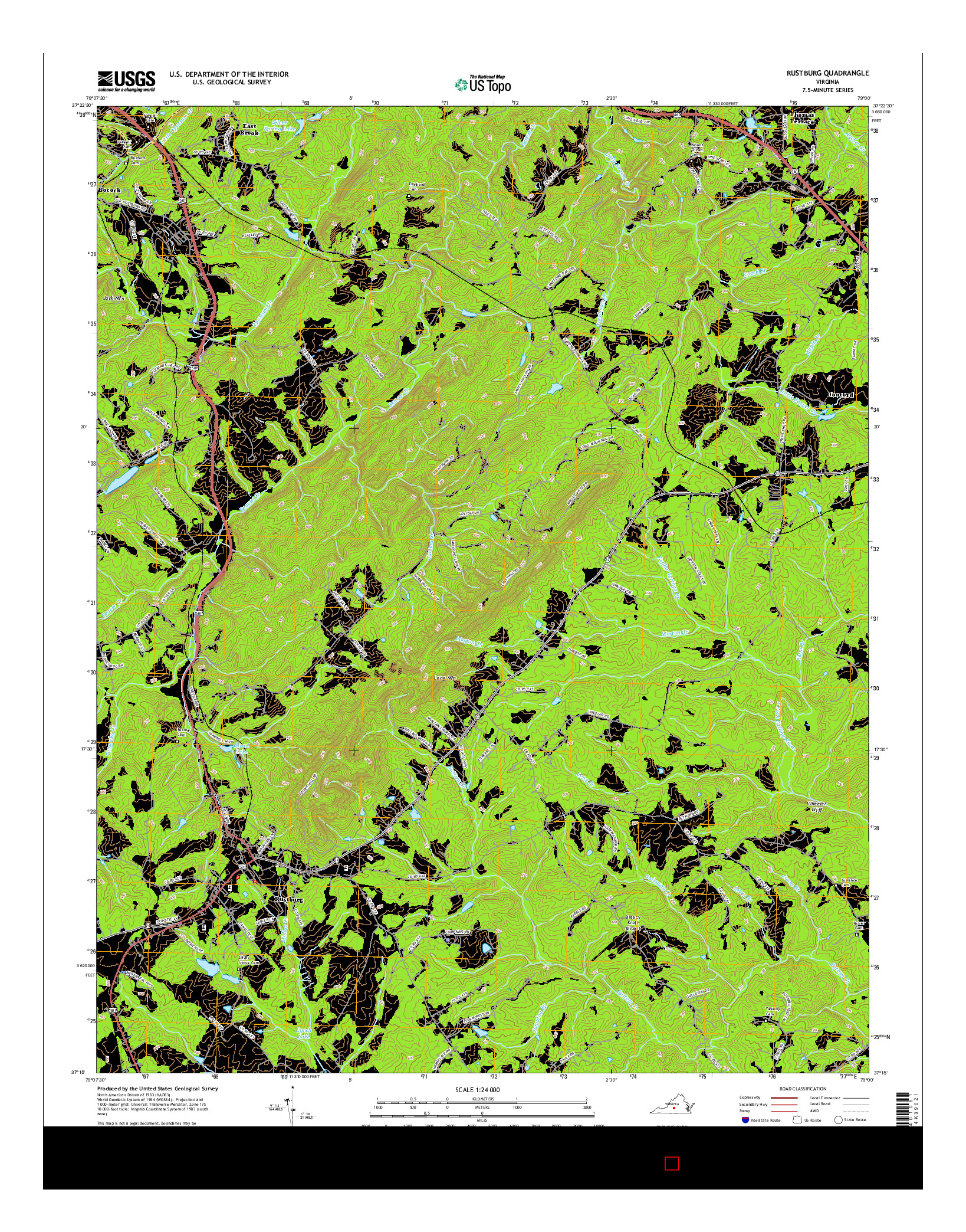 USGS US TOPO 7.5-MINUTE MAP FOR RUSTBURG, VA 2016