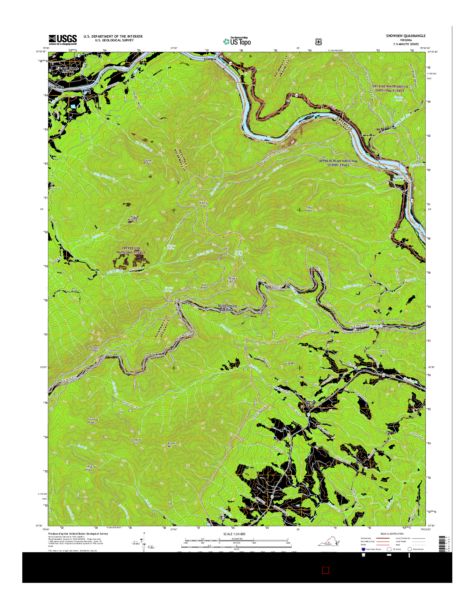 USGS US TOPO 7.5-MINUTE MAP FOR SNOWDEN, VA 2016