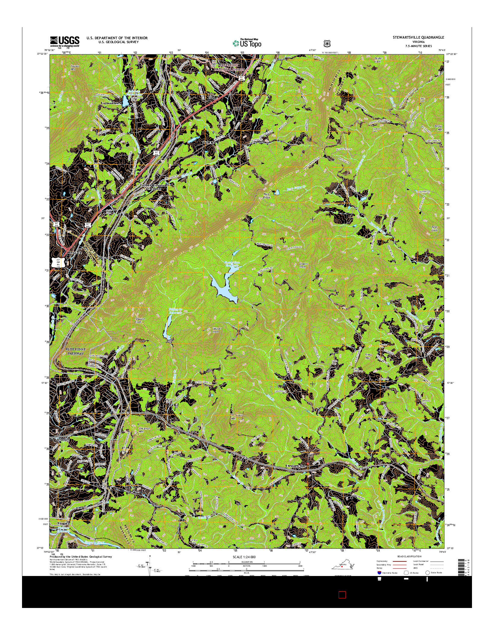 USGS US TOPO 7.5-MINUTE MAP FOR STEWARTSVILLE, VA 2016