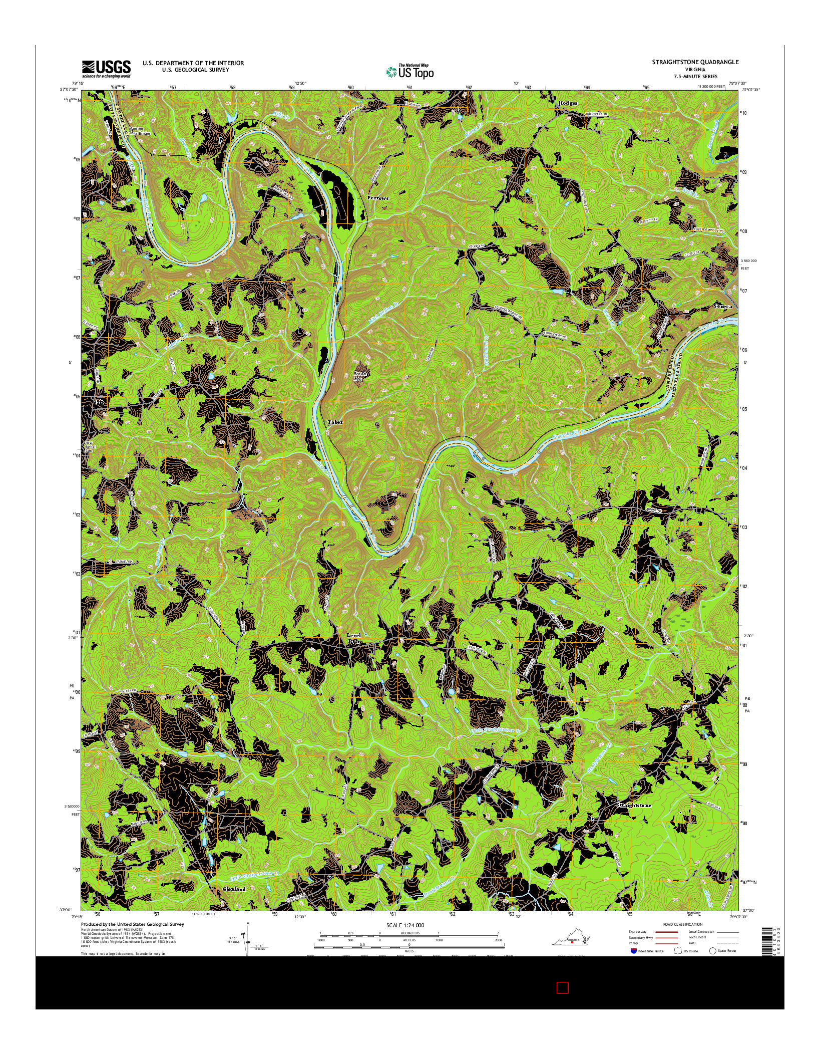 USGS US TOPO 7.5-MINUTE MAP FOR STRAIGHTSTONE, VA 2016