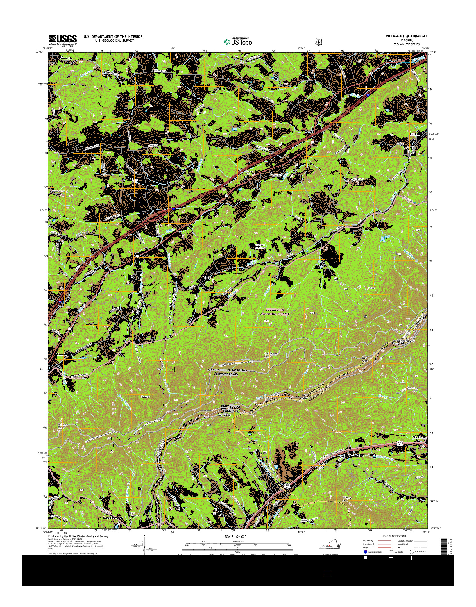 USGS US TOPO 7.5-MINUTE MAP FOR VILLAMONT, VA 2016