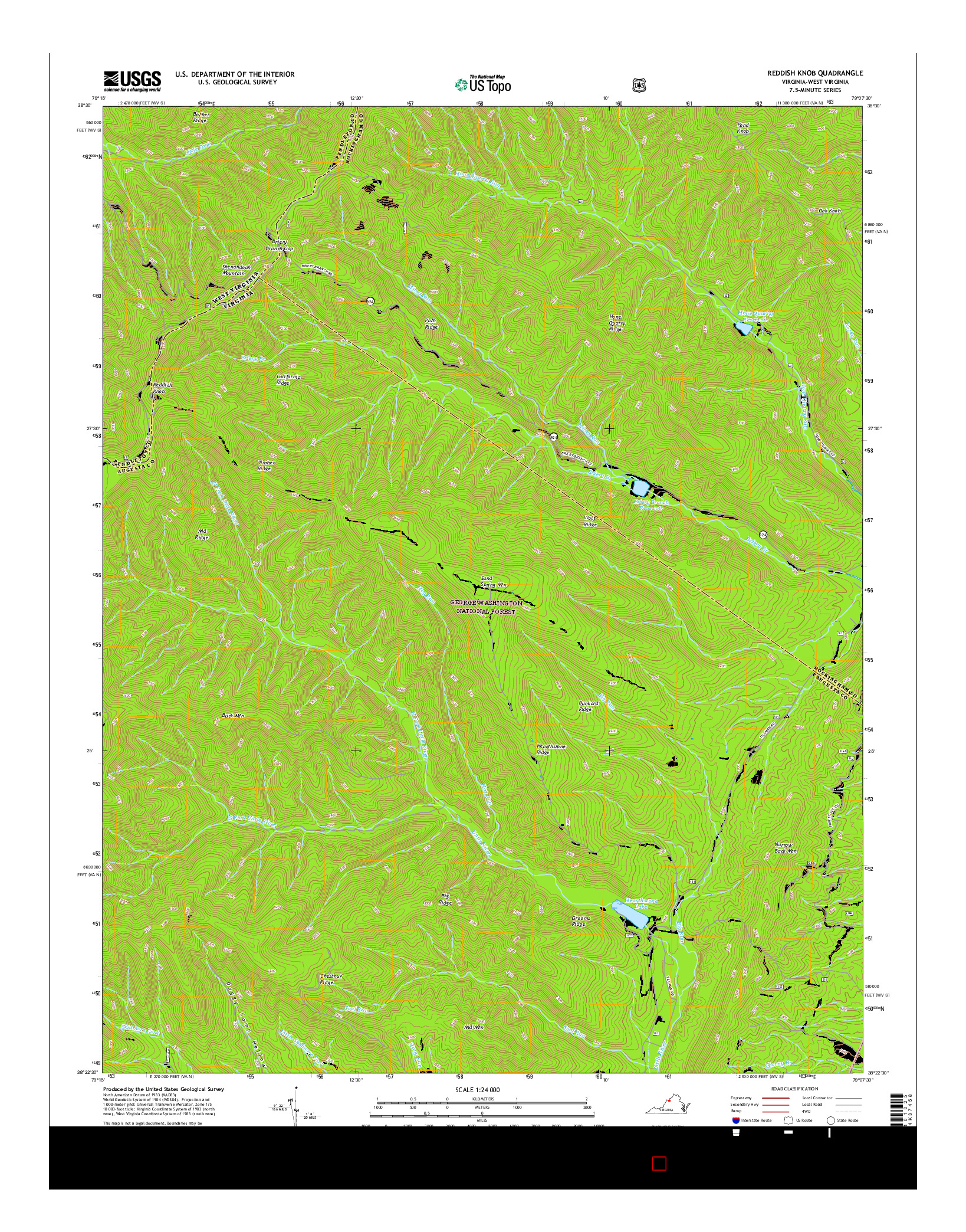 USGS US TOPO 7.5-MINUTE MAP FOR REDDISH KNOB, VA-WV 2016