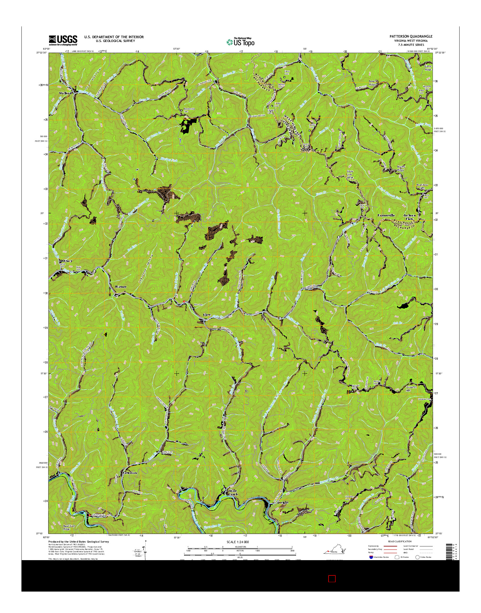 USGS US TOPO 7.5-MINUTE MAP FOR PATTERSON, VA-WV 2016
