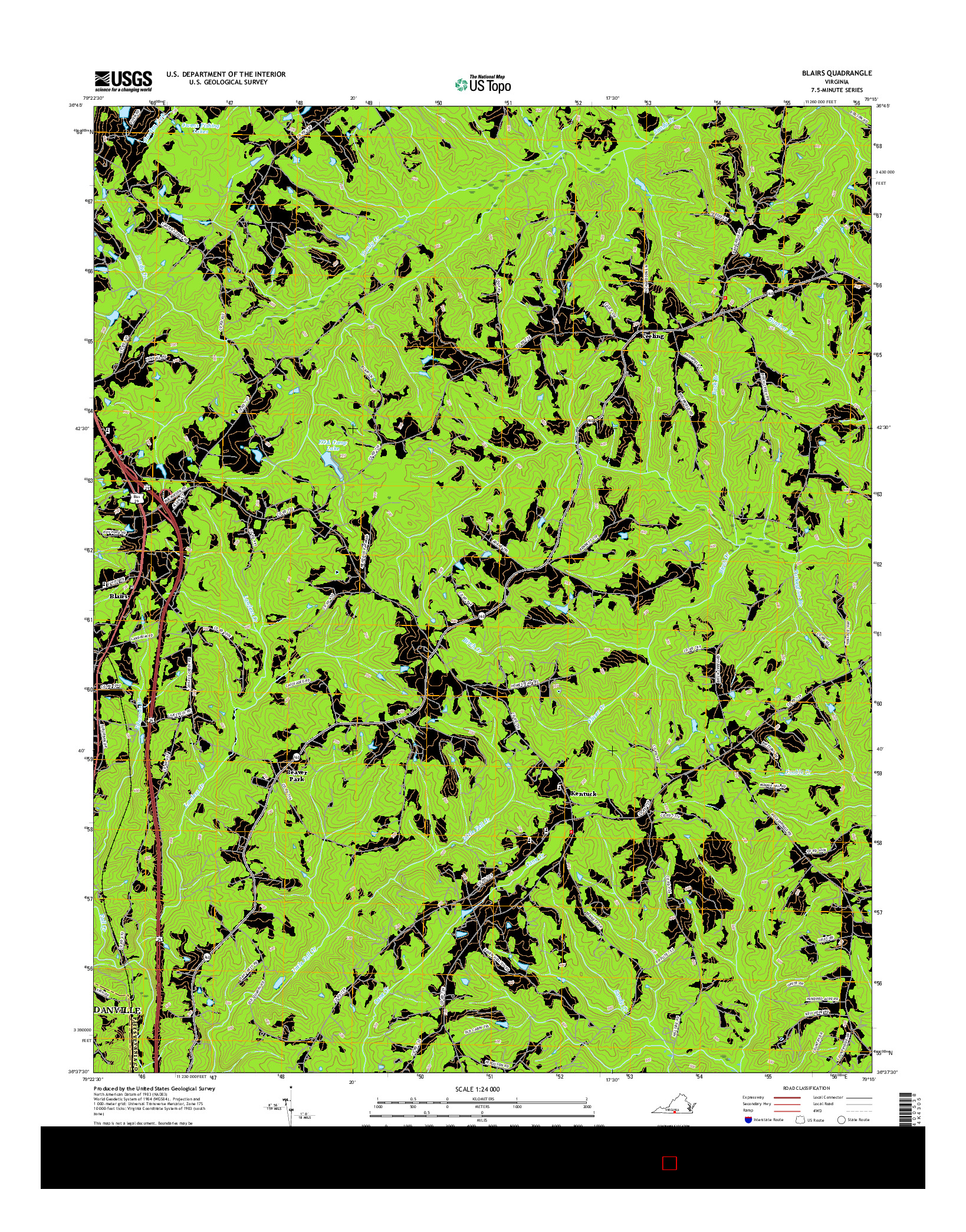 USGS US TOPO 7.5-MINUTE MAP FOR BLAIRS, VA 2016