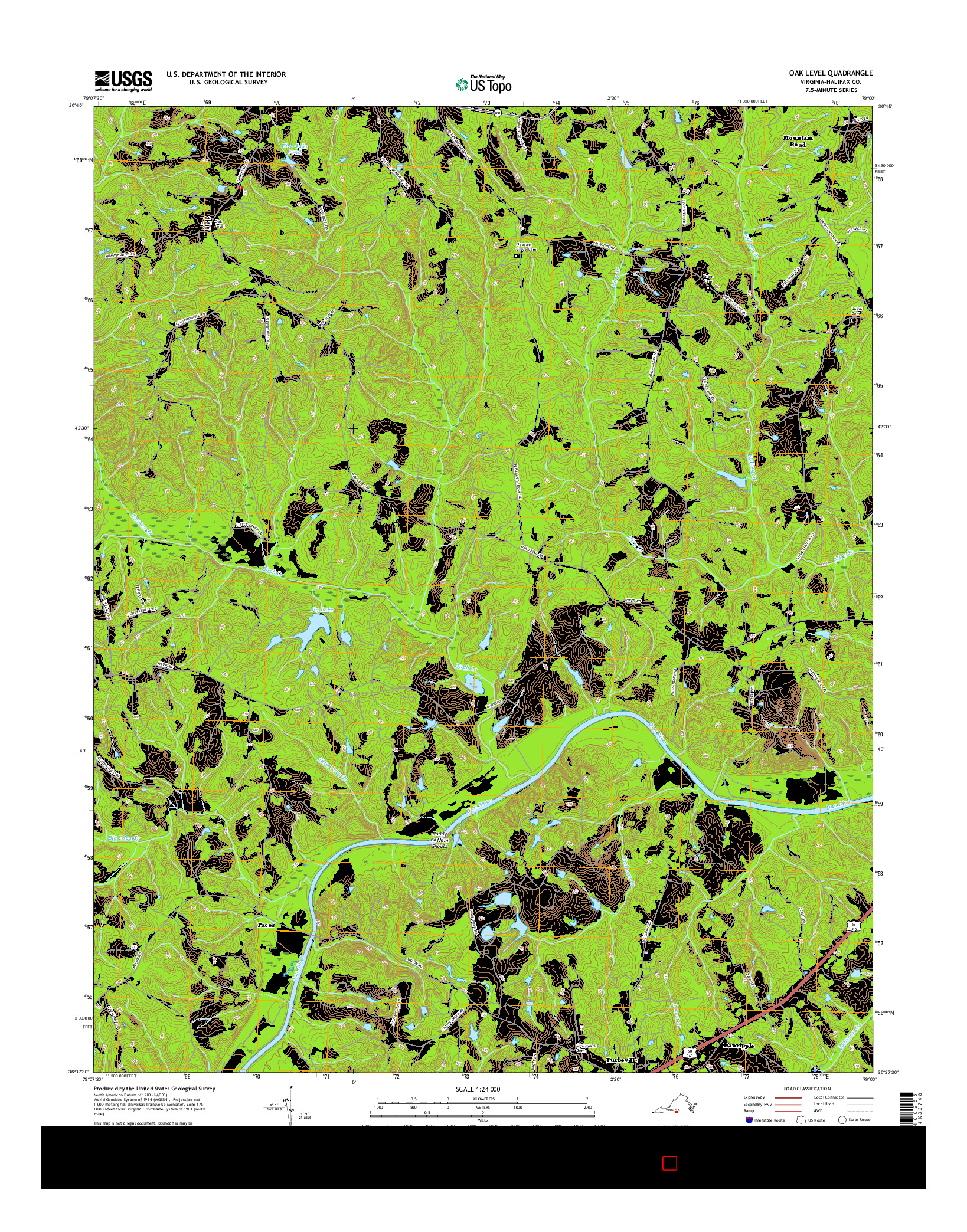 USGS US TOPO 7.5-MINUTE MAP FOR OAK LEVEL, VA 2016