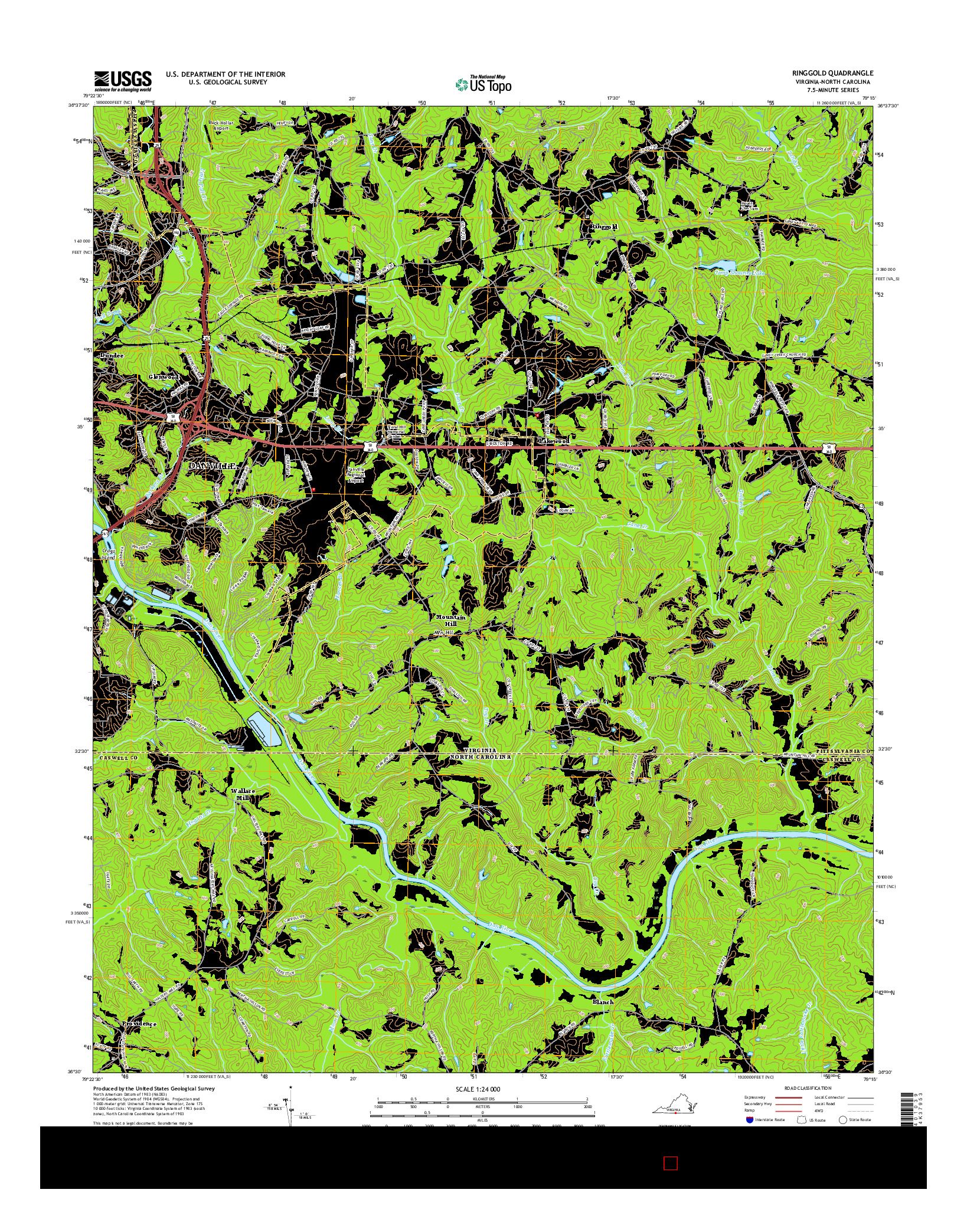 USGS US TOPO 7.5-MINUTE MAP FOR RINGGOLD, VA-NC 2016