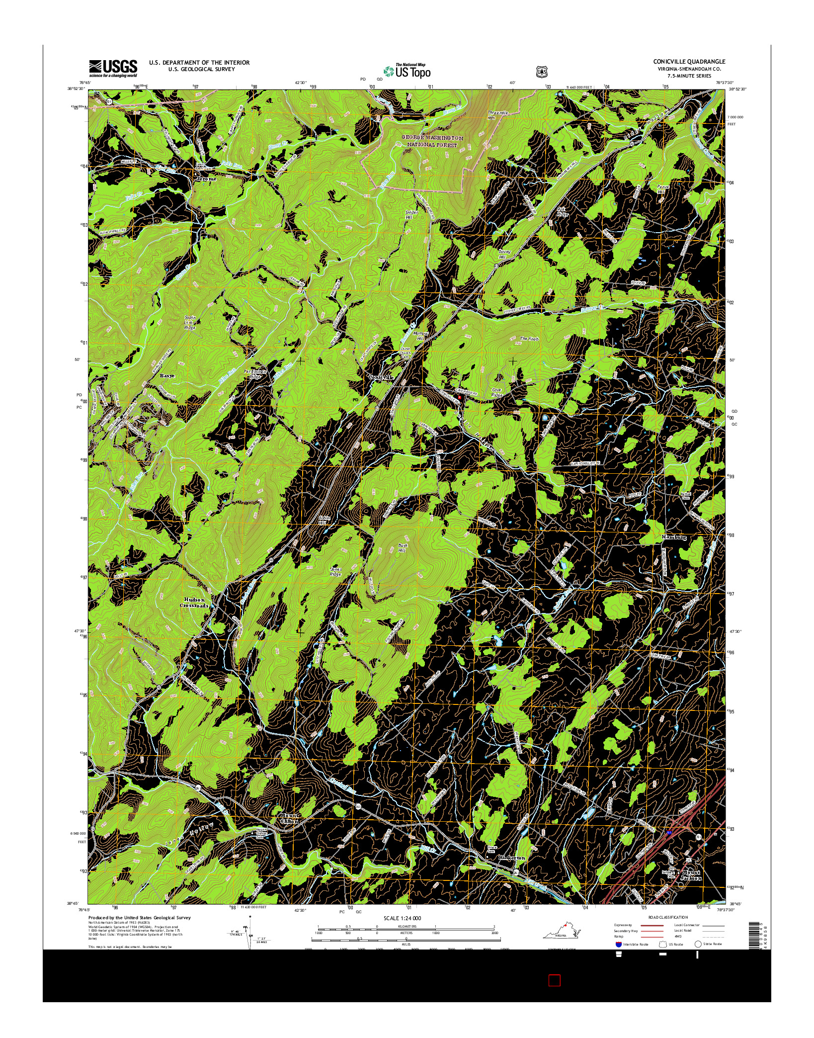 USGS US TOPO 7.5-MINUTE MAP FOR CONICVILLE, VA 2016