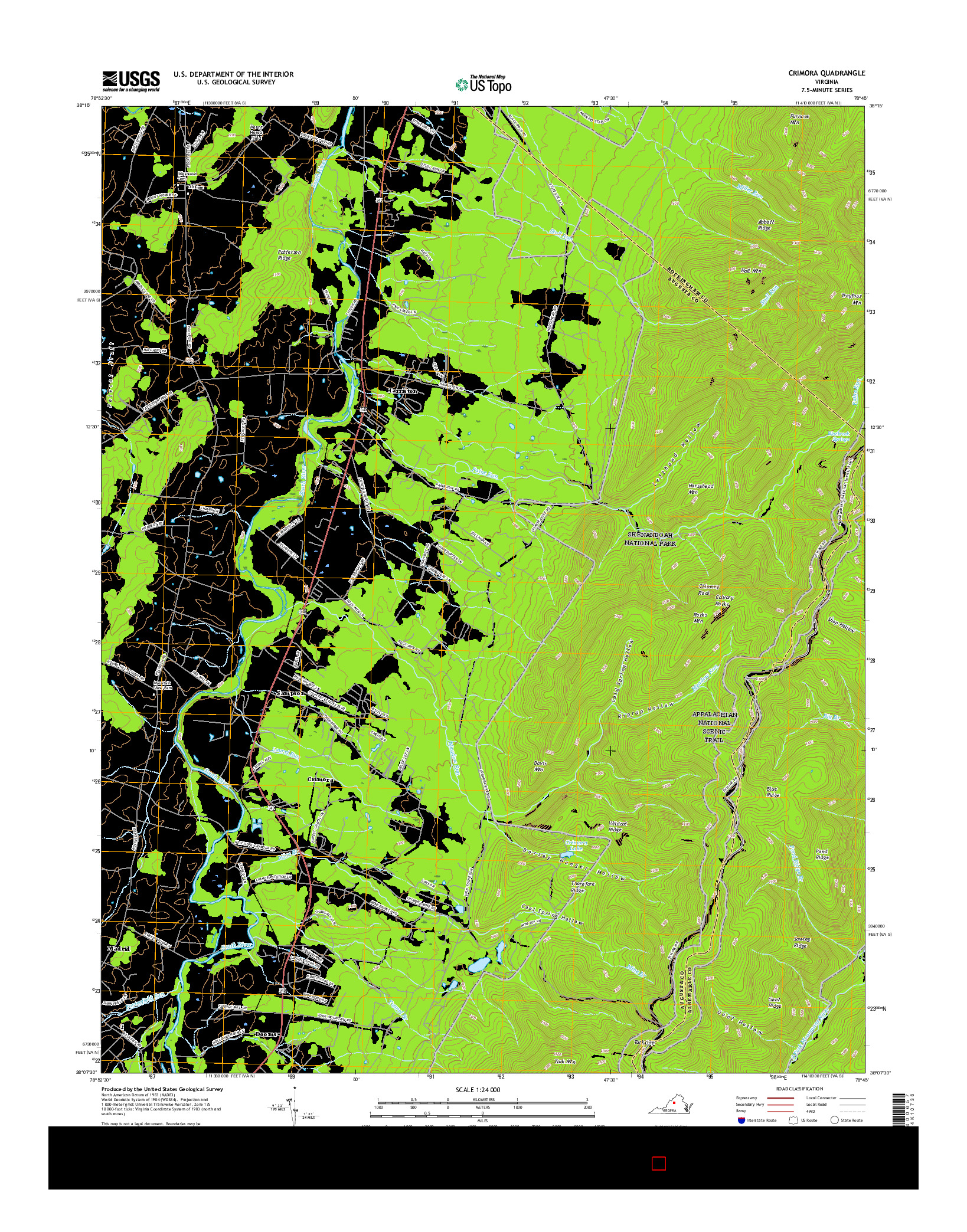 USGS US TOPO 7.5-MINUTE MAP FOR CRIMORA, VA 2016