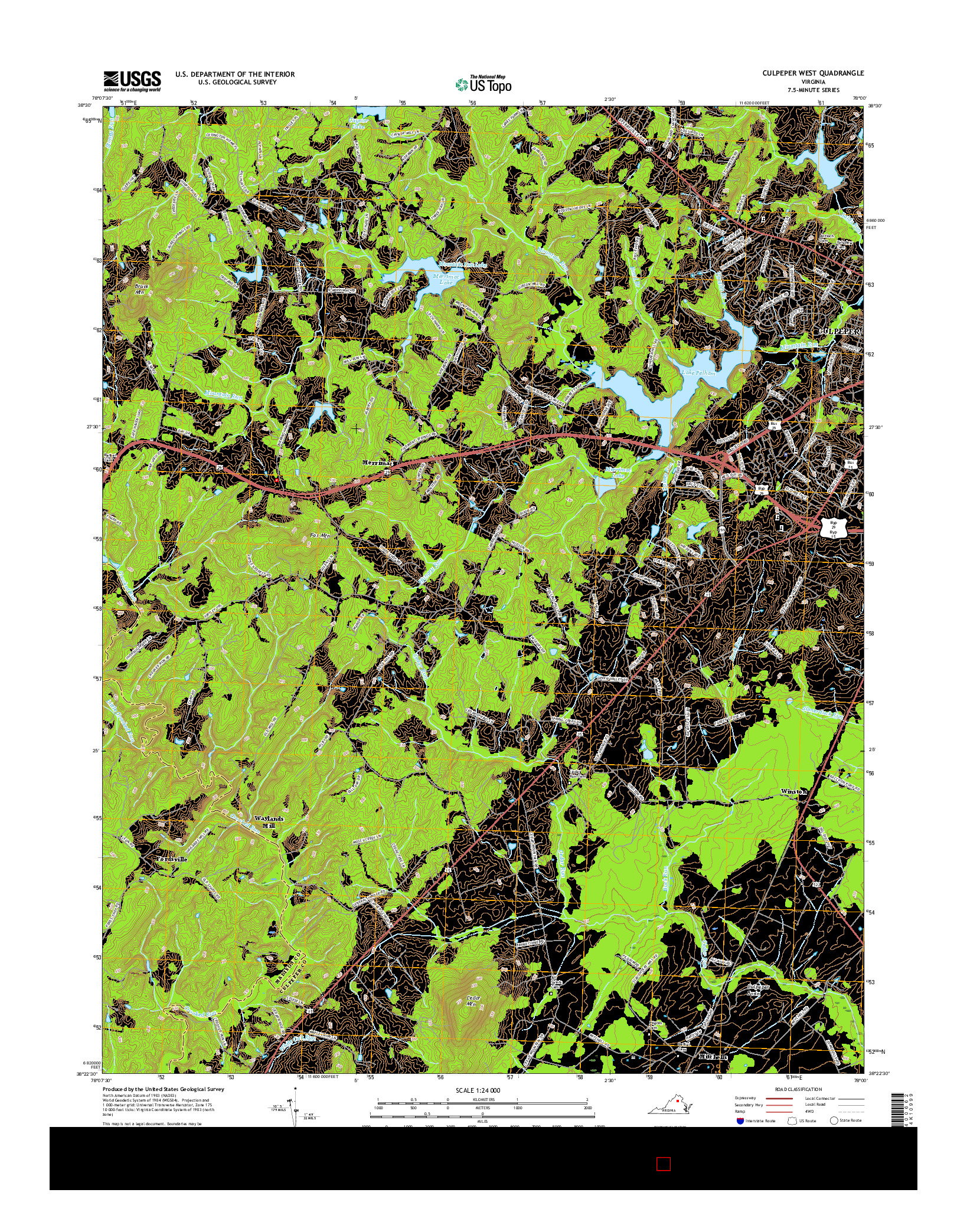 USGS US TOPO 7.5-MINUTE MAP FOR CULPEPER WEST, VA 2016