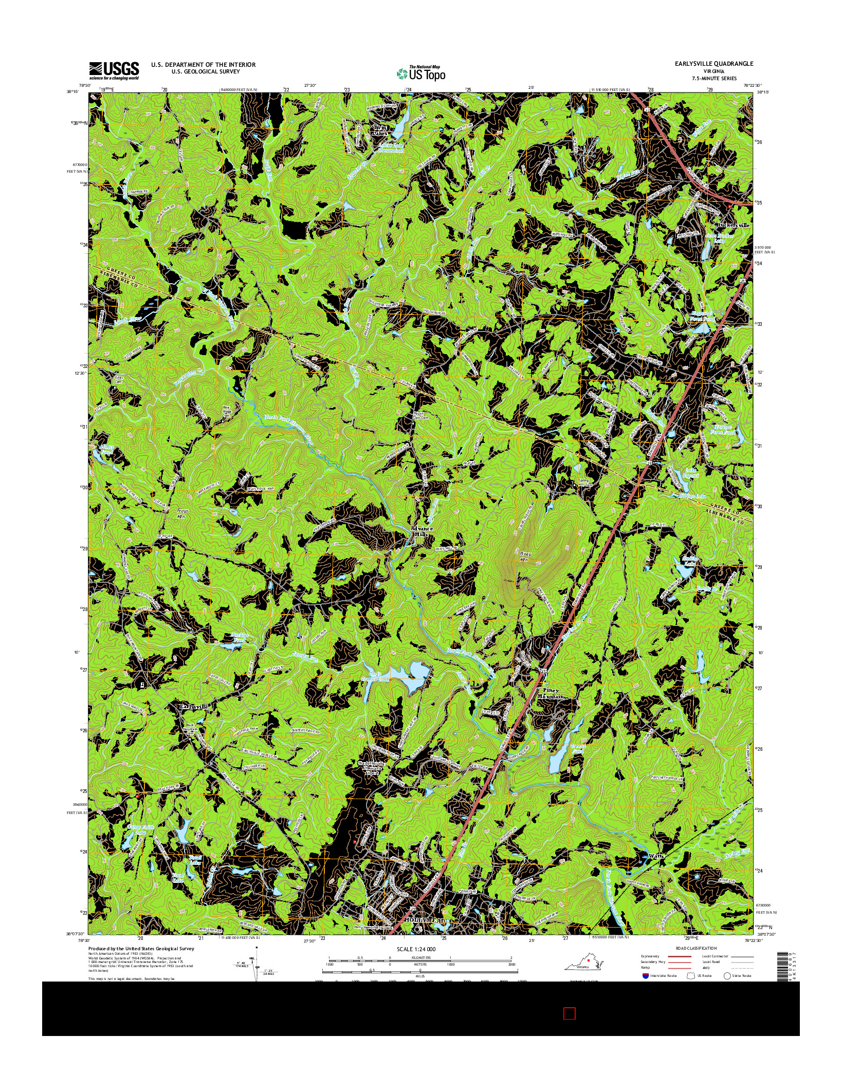 USGS US TOPO 7.5-MINUTE MAP FOR EARLYSVILLE, VA 2016
