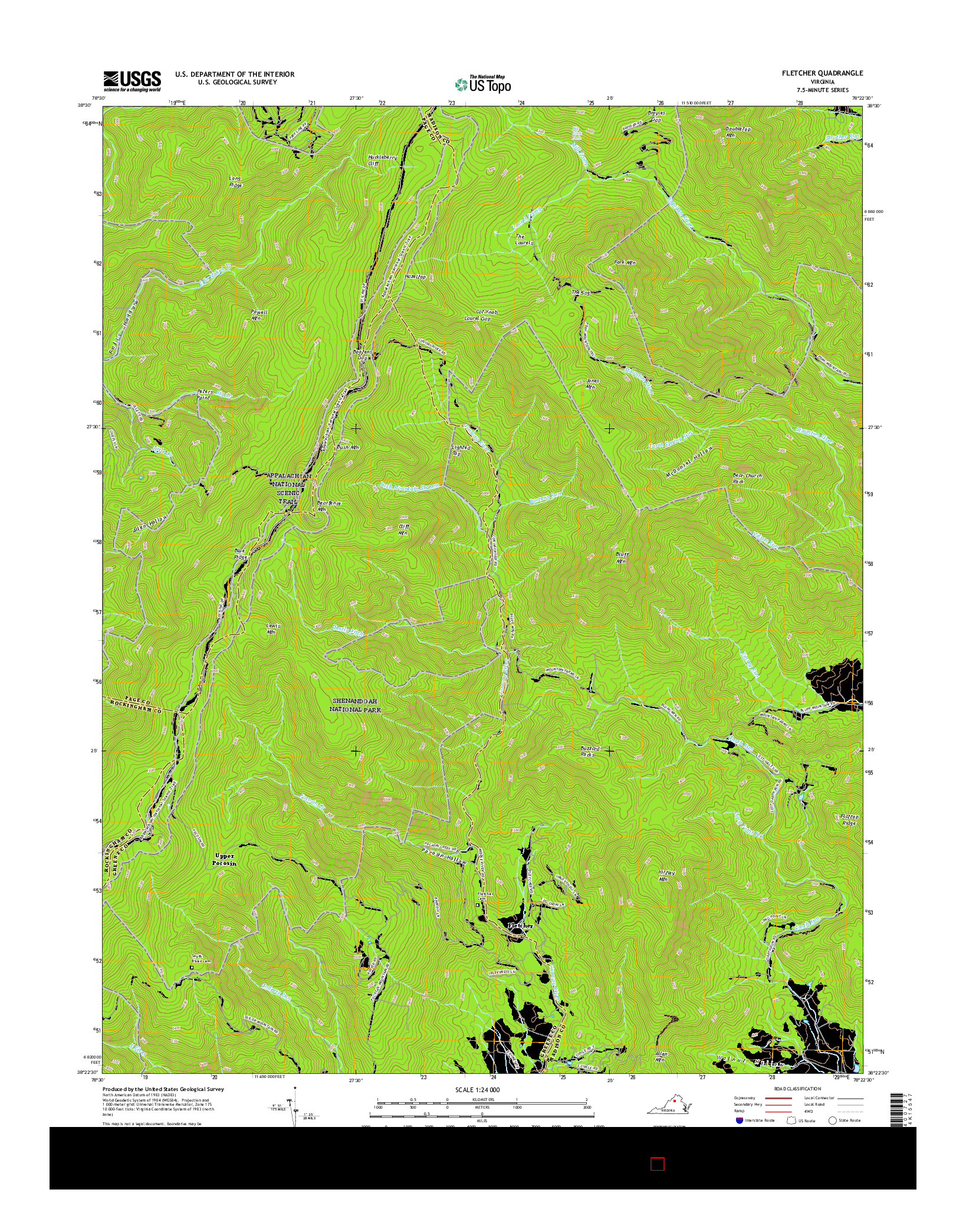 USGS US TOPO 7.5-MINUTE MAP FOR FLETCHER, VA 2016