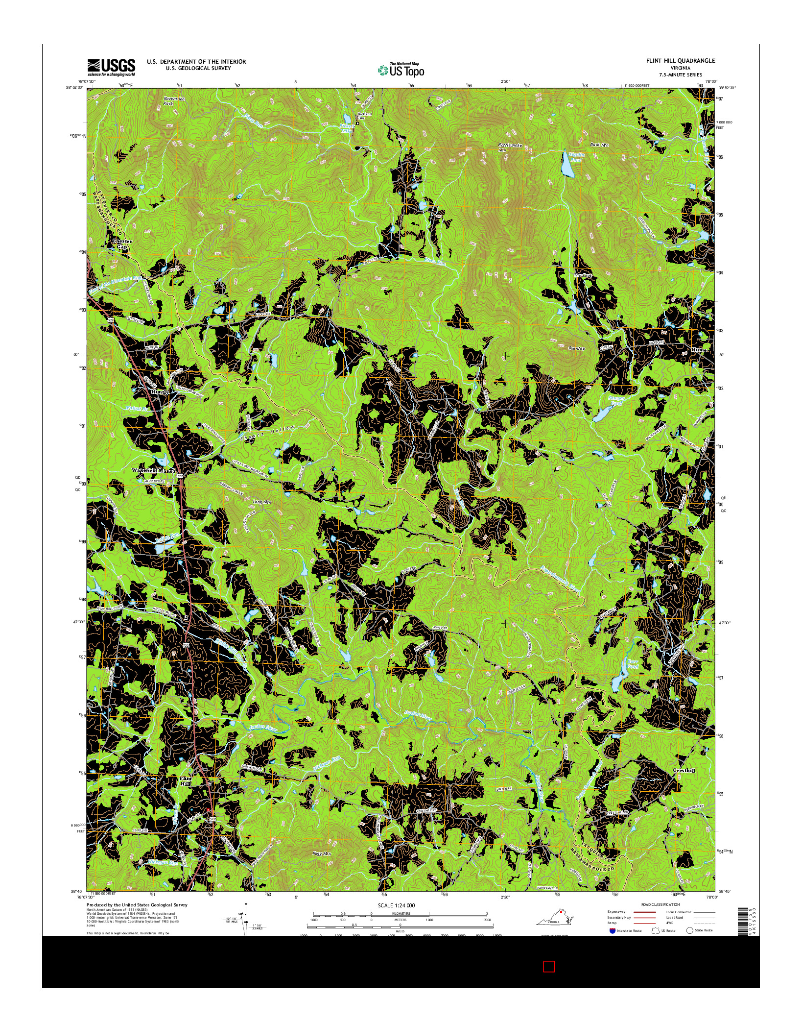 USGS US TOPO 7.5-MINUTE MAP FOR FLINT HILL, VA 2016