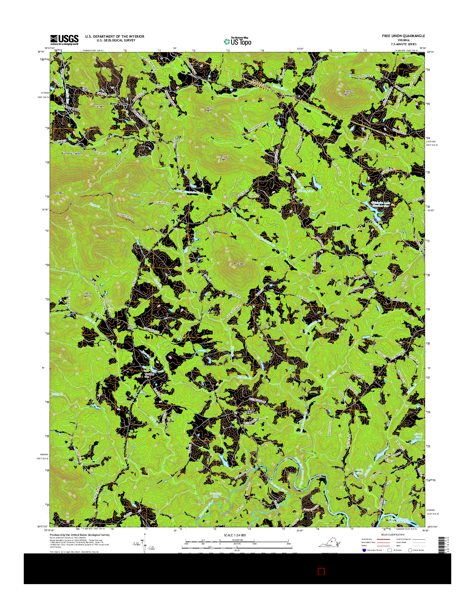 USGS US TOPO 7.5-MINUTE MAP FOR FREE UNION, VA 2016