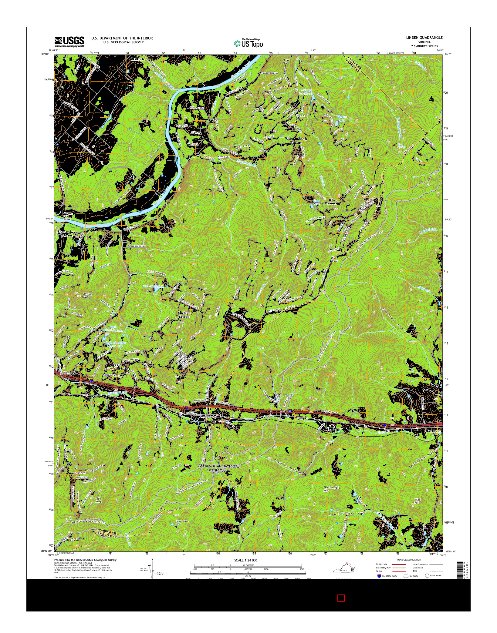 USGS US TOPO 7.5-MINUTE MAP FOR LINDEN, VA 2016