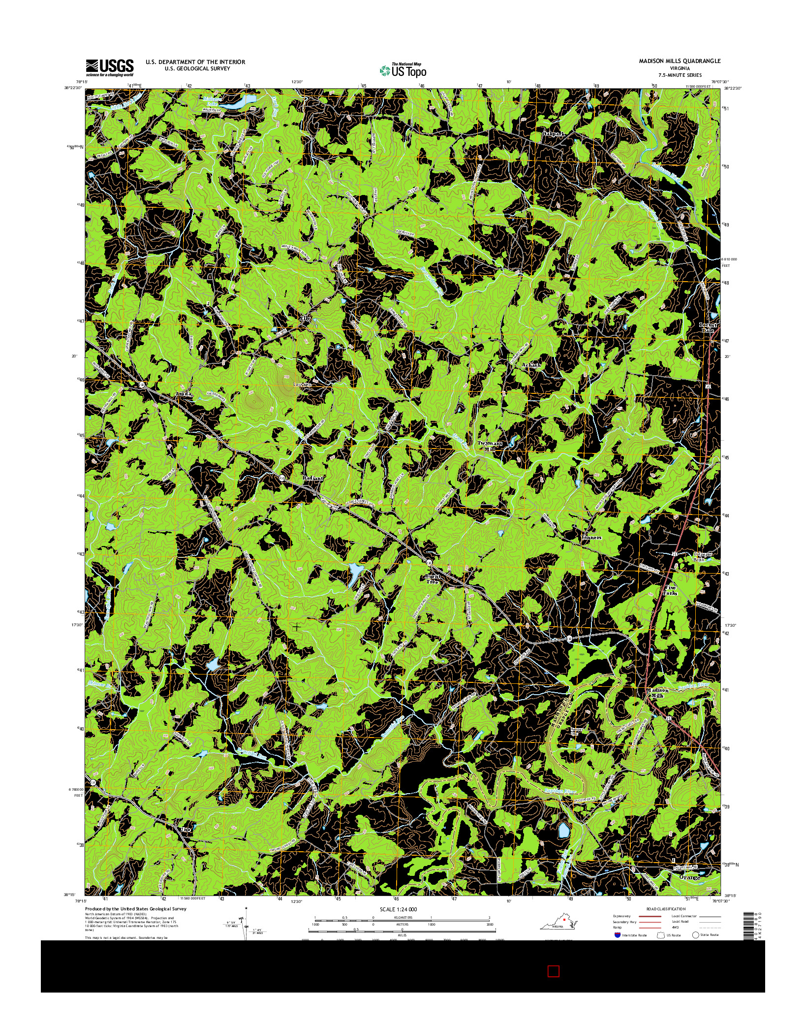 USGS US TOPO 7.5-MINUTE MAP FOR MADISON MILLS, VA 2016