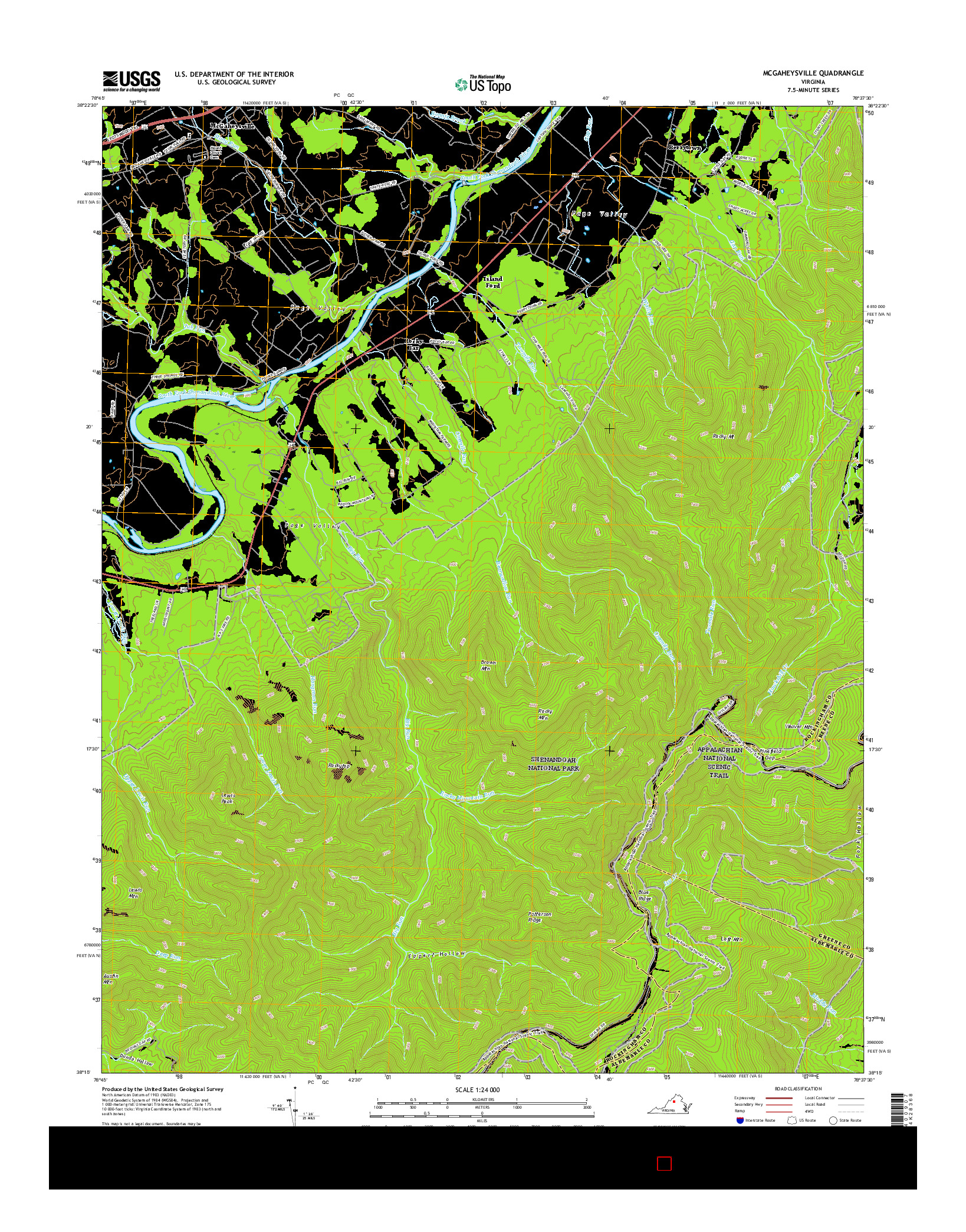 USGS US TOPO 7.5-MINUTE MAP FOR MCGAHEYSVILLE, VA 2016