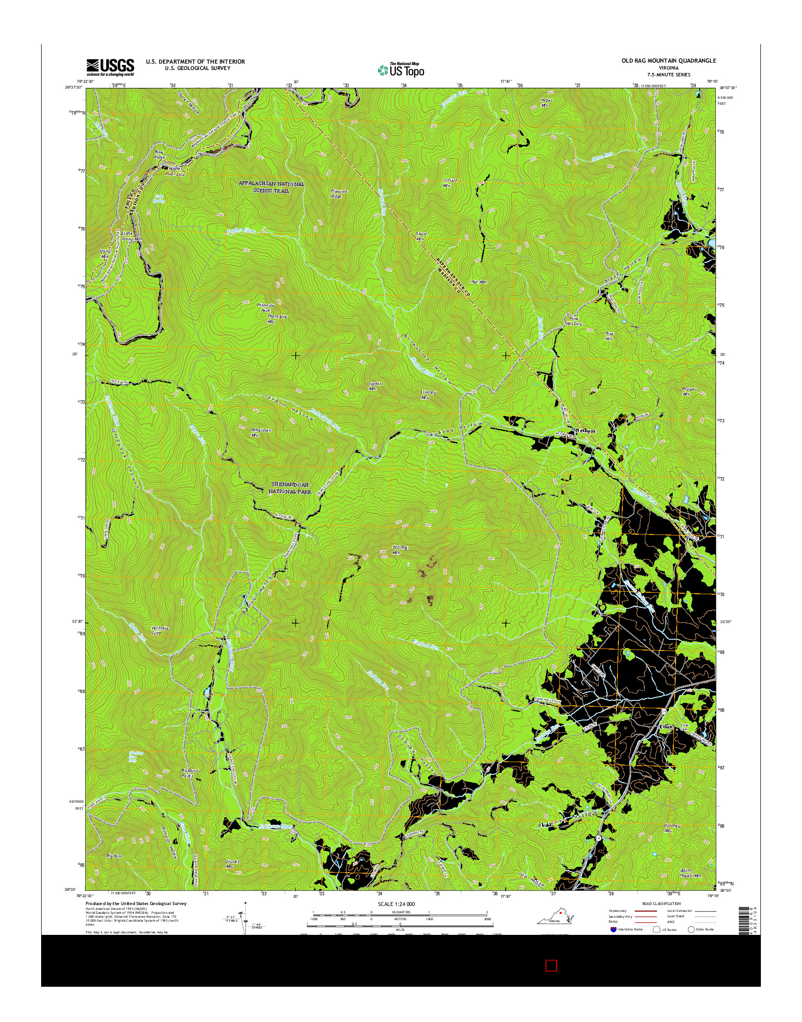 USGS US TOPO 7.5-MINUTE MAP FOR OLD RAG MOUNTAIN, VA 2016