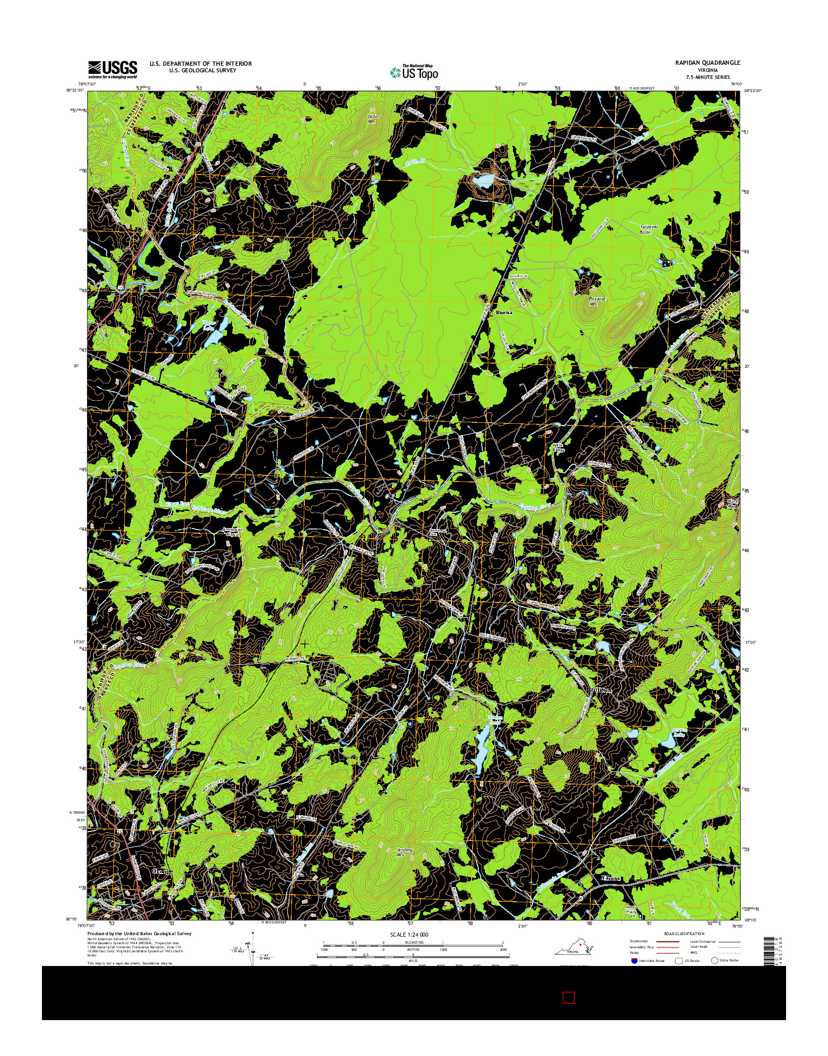 USGS US TOPO 7.5-MINUTE MAP FOR RAPIDAN, VA 2016